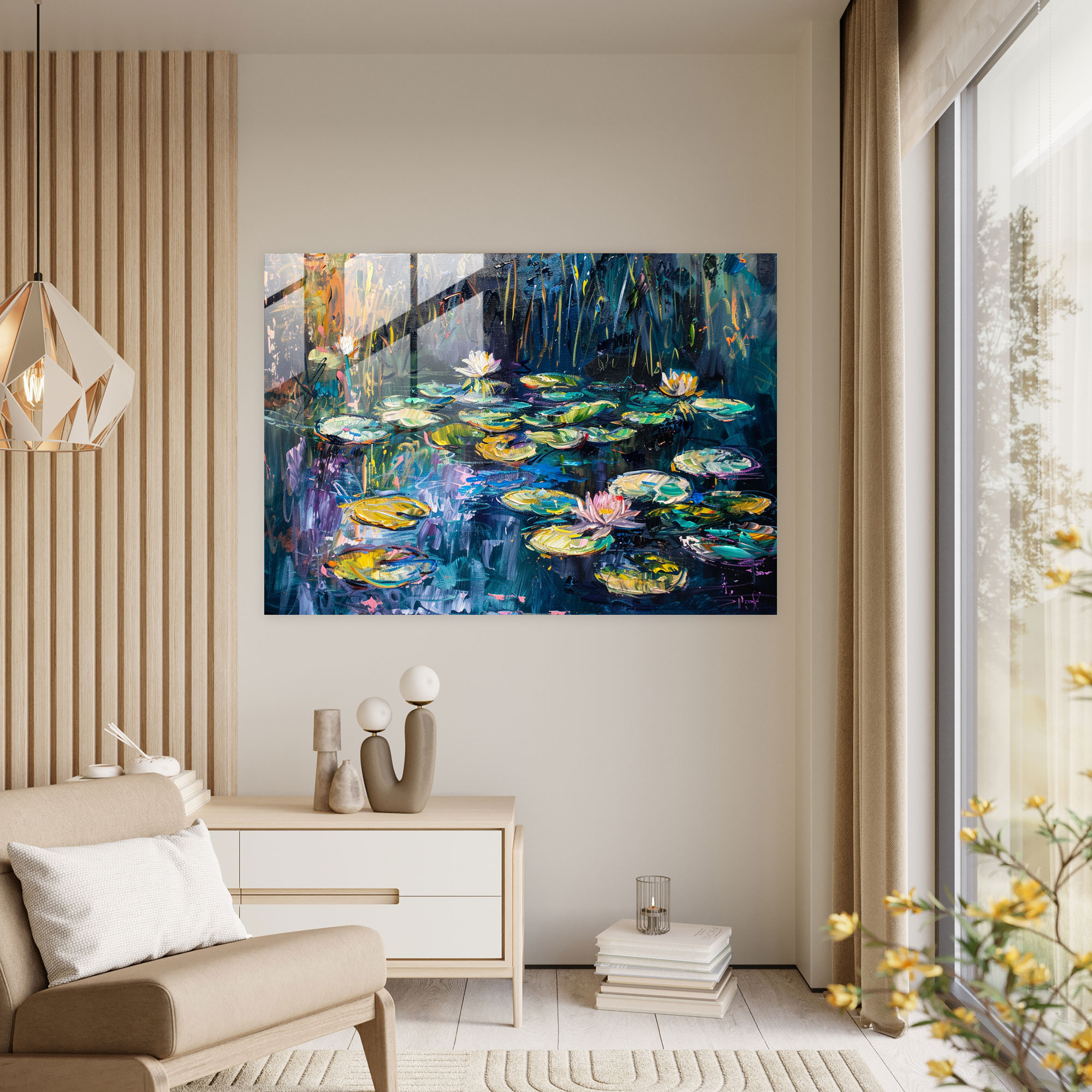 Claude Monet Water Lilies Glass Print - Claude Monet, Glass Print, Glass Art, Wall Decoration