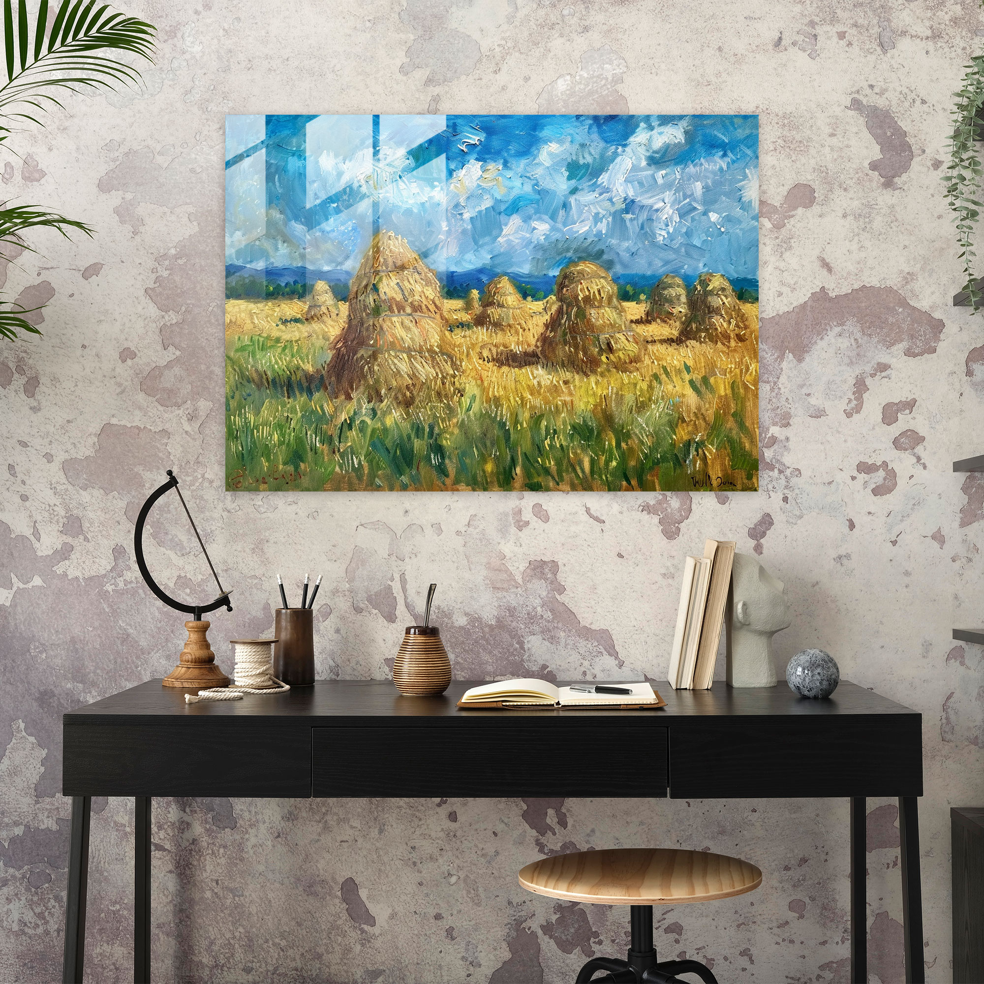 Claude Monet Haystacks Glass Print - Claude Monet, Claude Monet, Wall Decoration, Modern Art