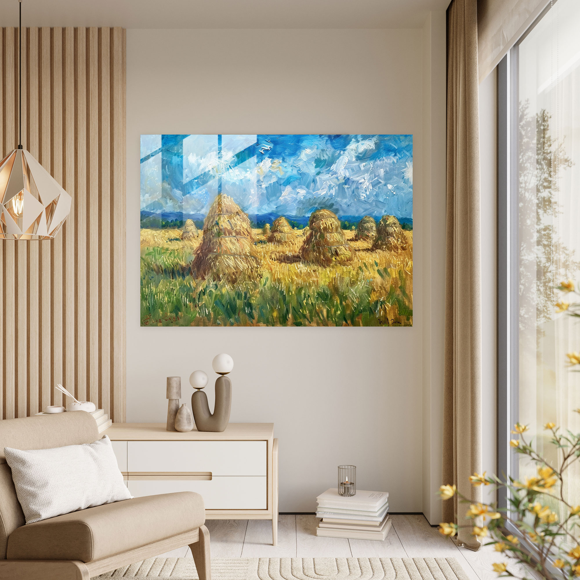 Claude Monet Haystacks Glass Print - Claude Monet, Claude Monet, Wall Decoration, Modern Art