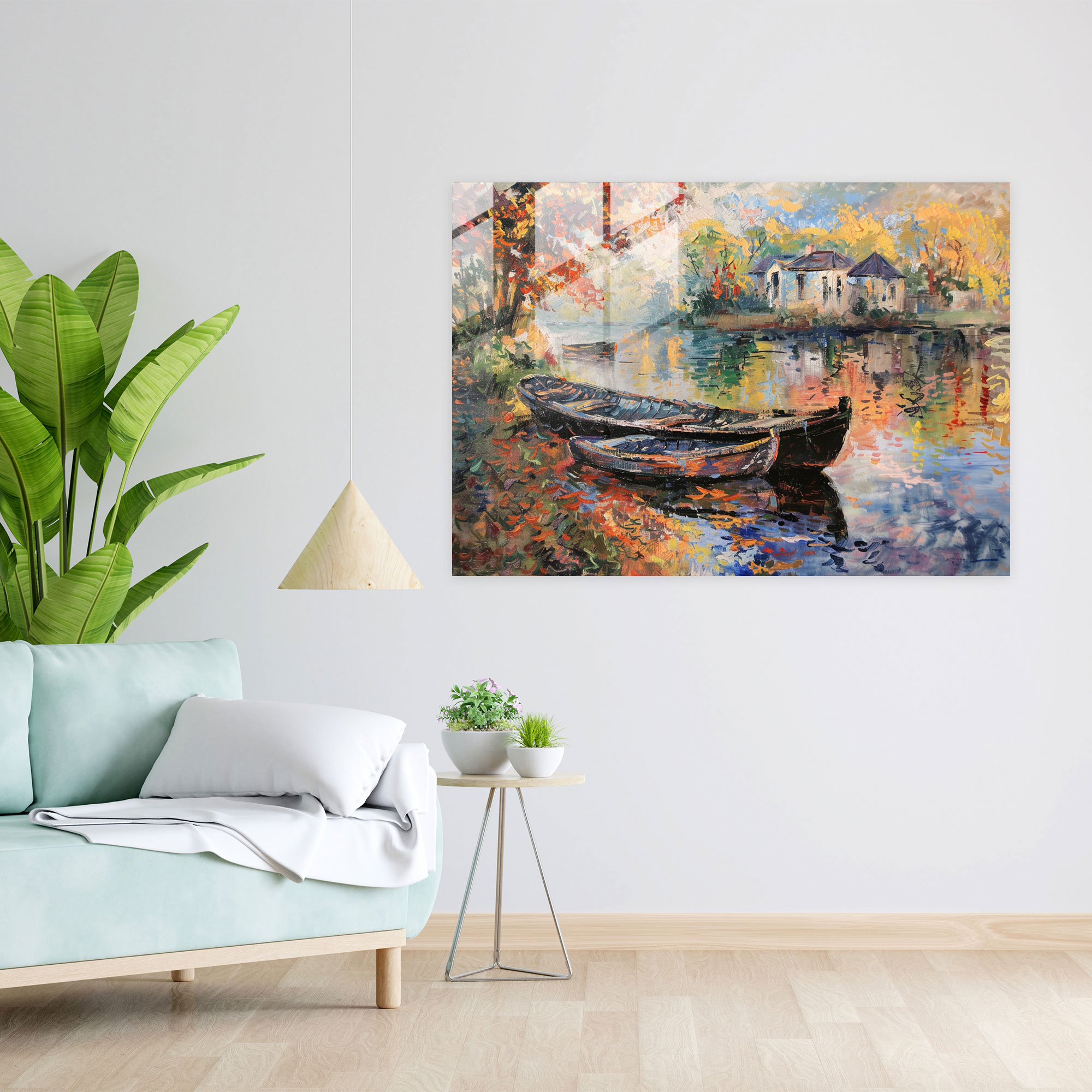 Claude Monet River Boats Glass Print - Claude Monet, Glass Art, Glass Print, Home Decoration