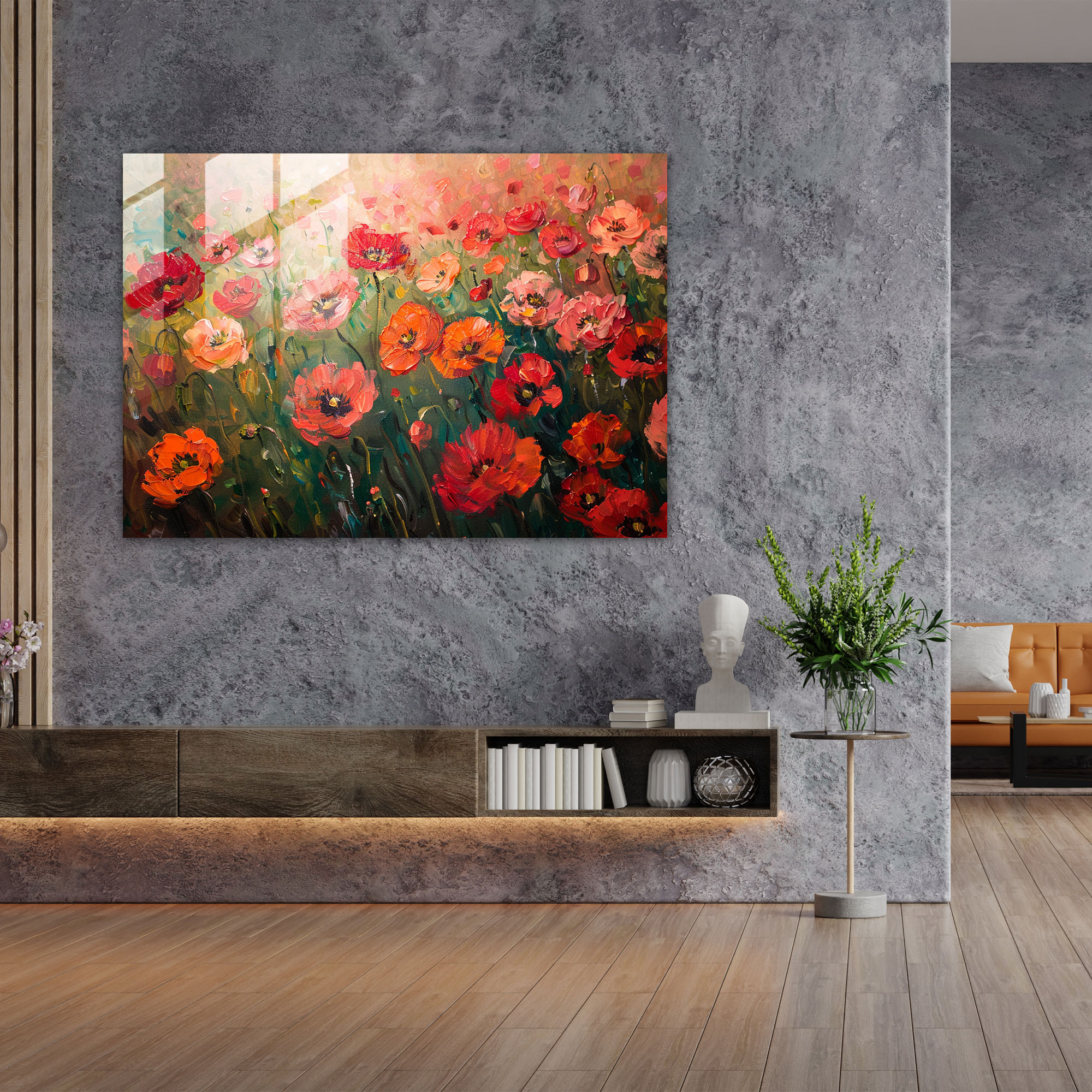 Claude Monet Poppy Field Glass Wall Art - Claude Monet, Glass Art, Home Decoration, Claude Monet