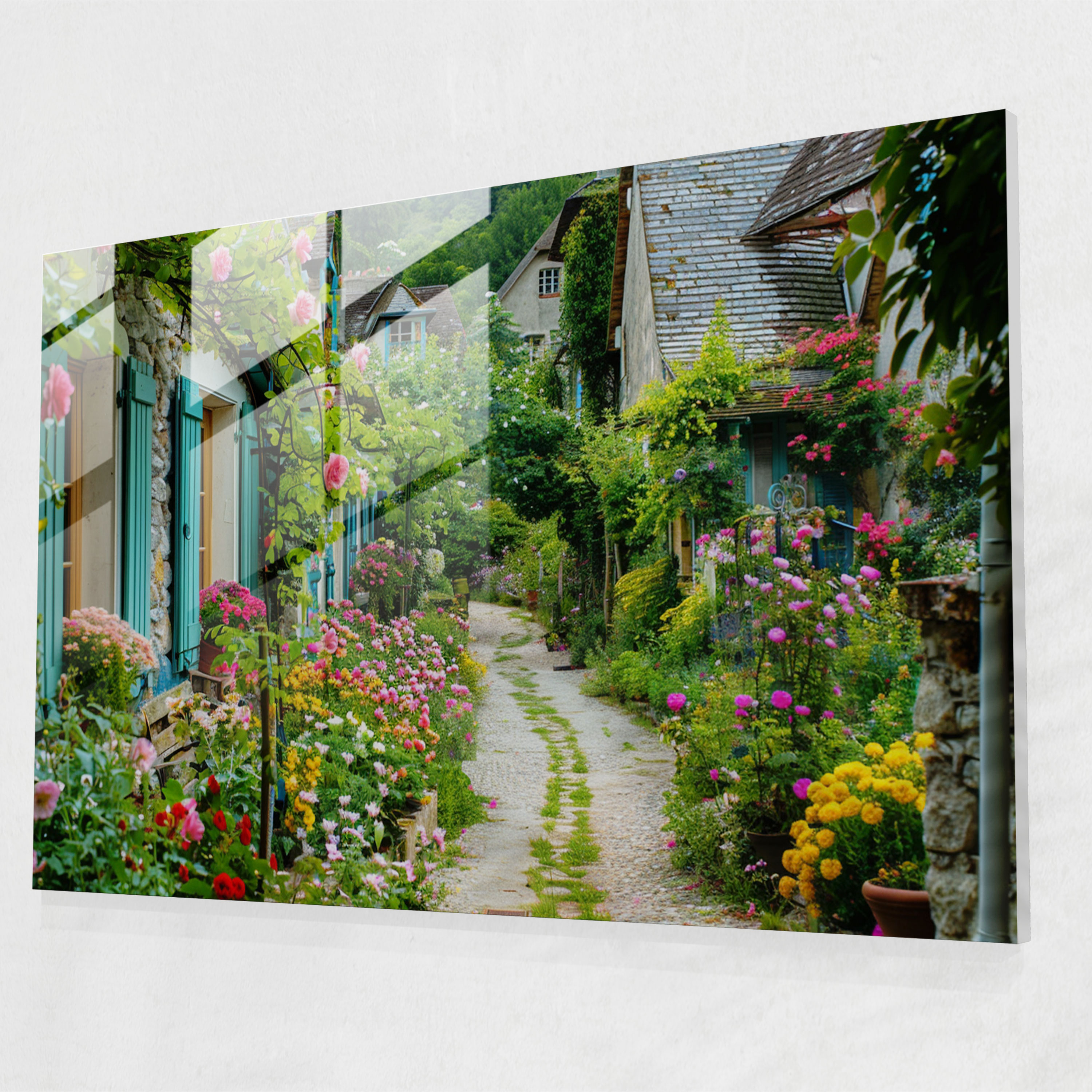 Claude Monet Home Decoration - Countryside Village Glass Print - Claude Monet, Glass Art, Home Decoration, Claude Monet