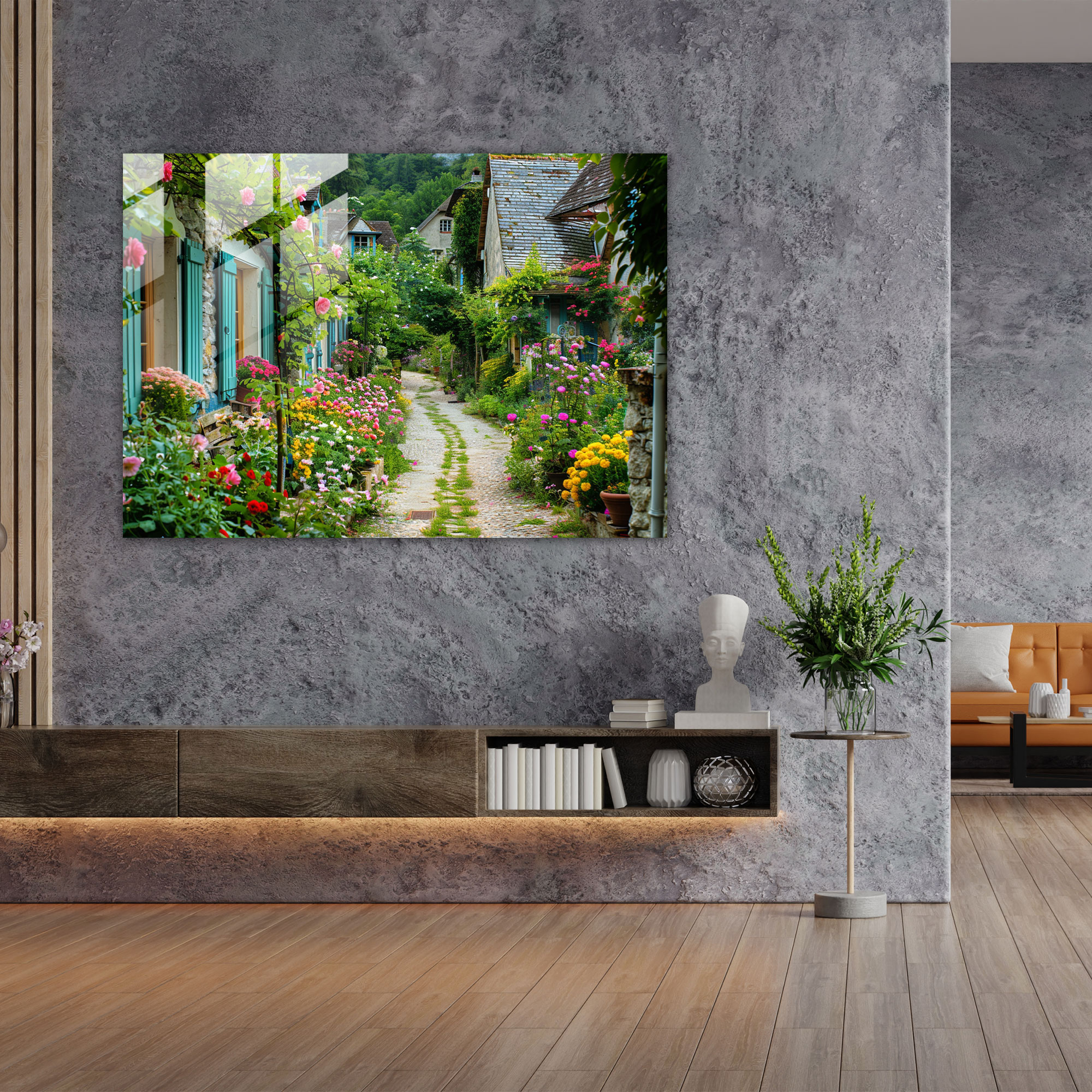 Claude Monet Home Decoration - Countryside Village Glass Print - Claude Monet, Glass Art, Home Decoration, Claude Monet
