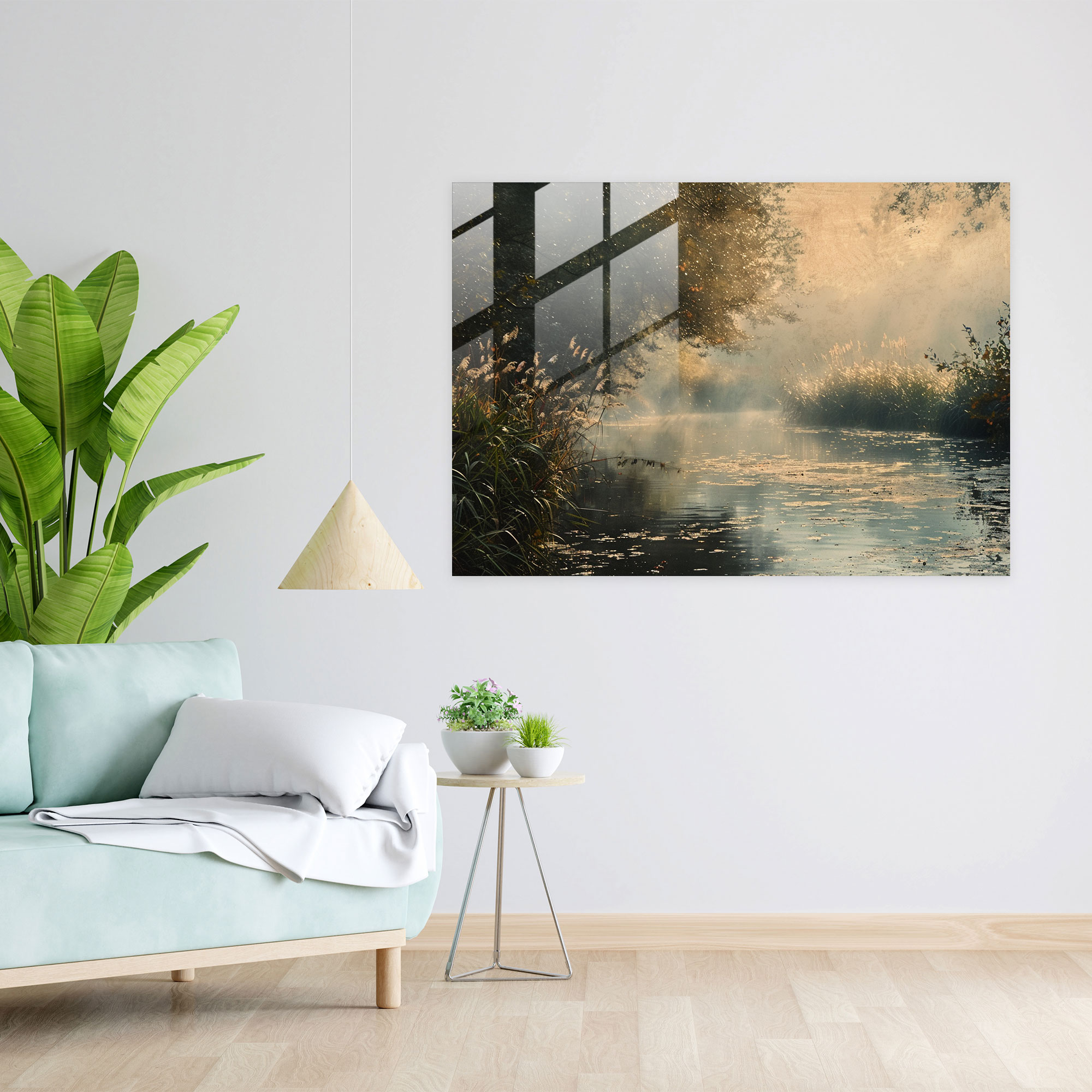 Claude Monet Modern Art - Misty River Glass Wall Art - Claude Monet, Wall Decoration, Glass Art, Claude Monet