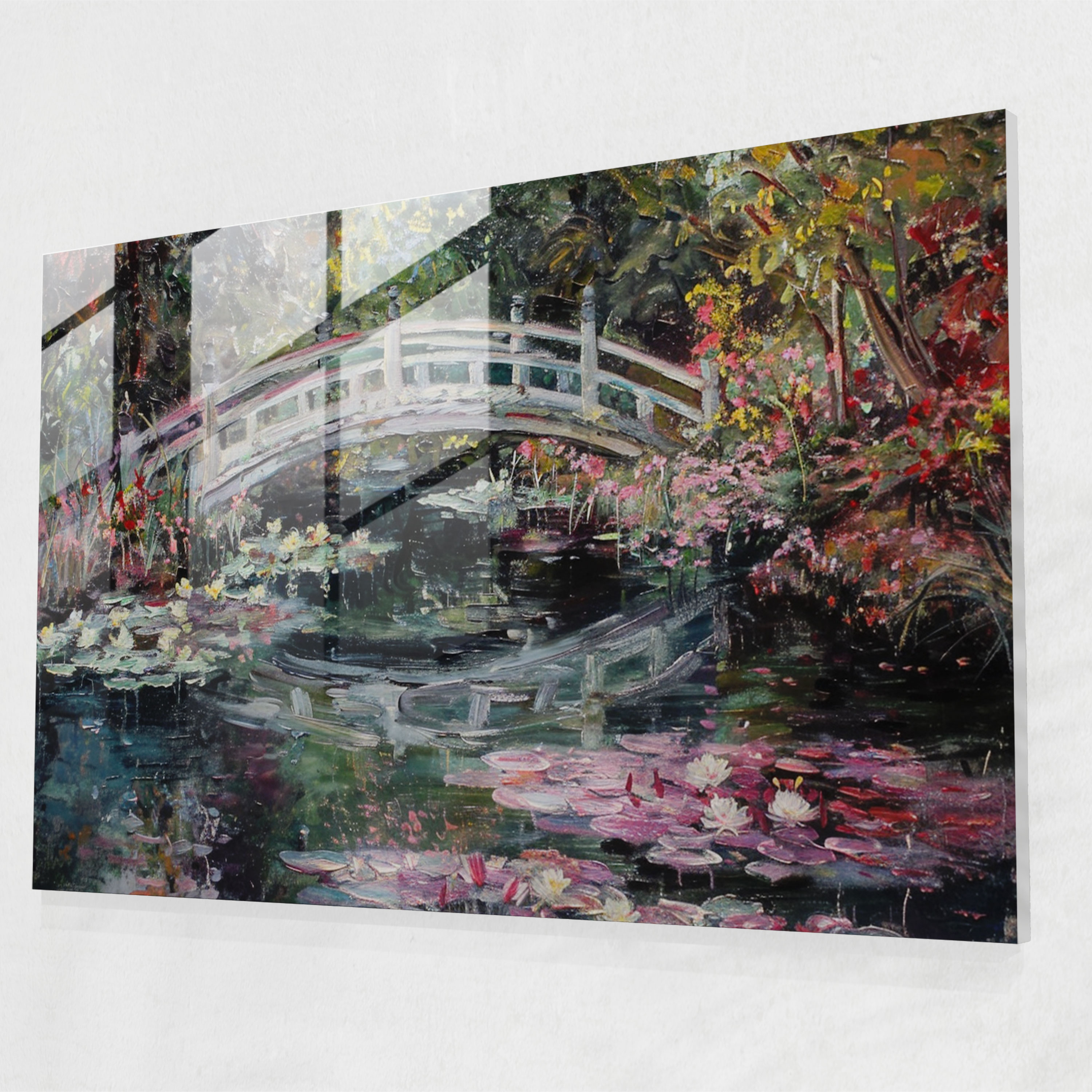Claude Monet Glass Wall Art - Garden Bridge Home Decoration - Claude Monet, Glass Print, Glass Art, Claude Monet