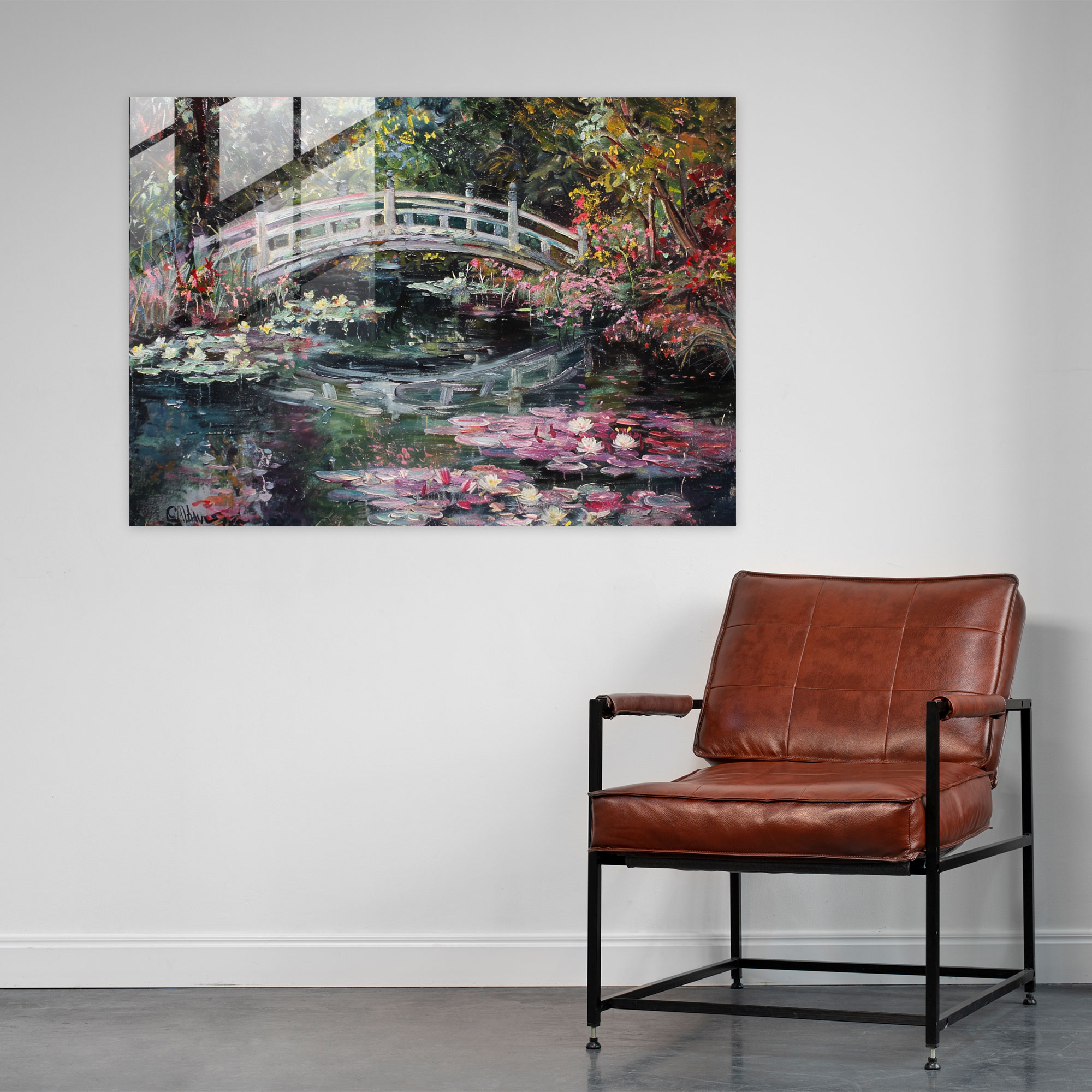 Claude Monet Glass Wall Art - Garden Bridge Home Decoration - Claude Monet, Glass Print, Glass Art, Claude Monet
