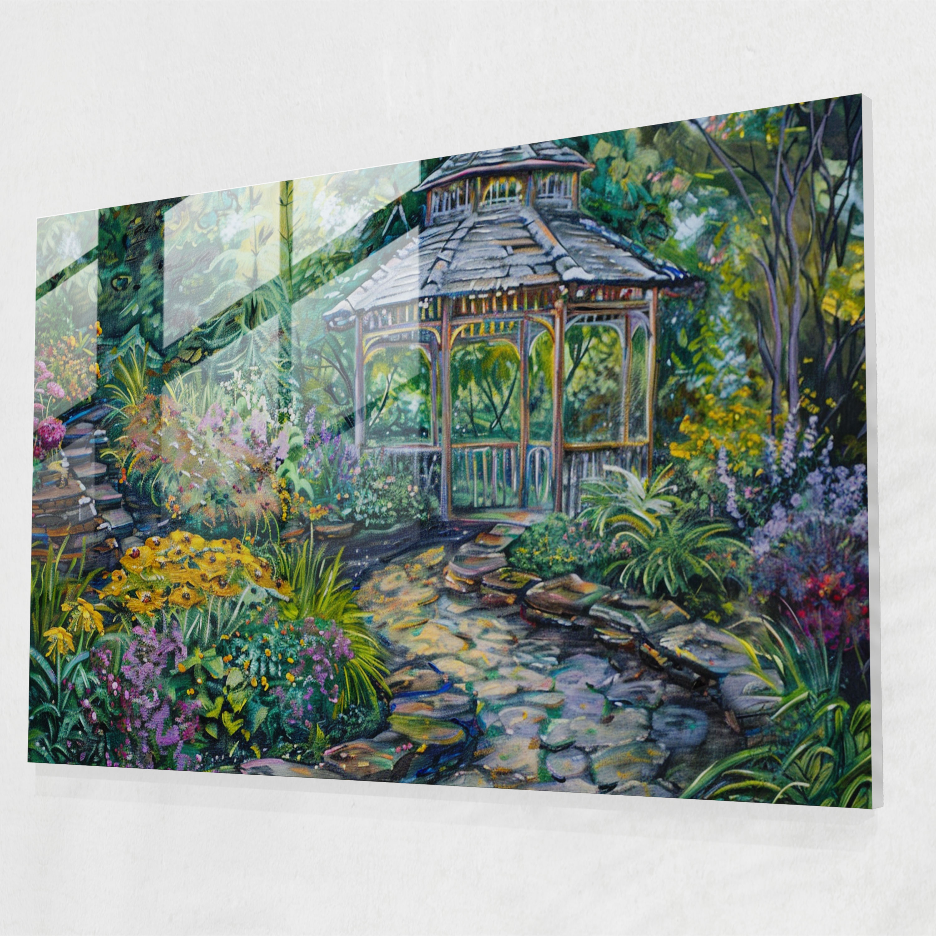 Claude Monet Glass Art - Gazebo Garden Glass Print - Claude Monet, Modern Art, Wall Decoration, Glass Art