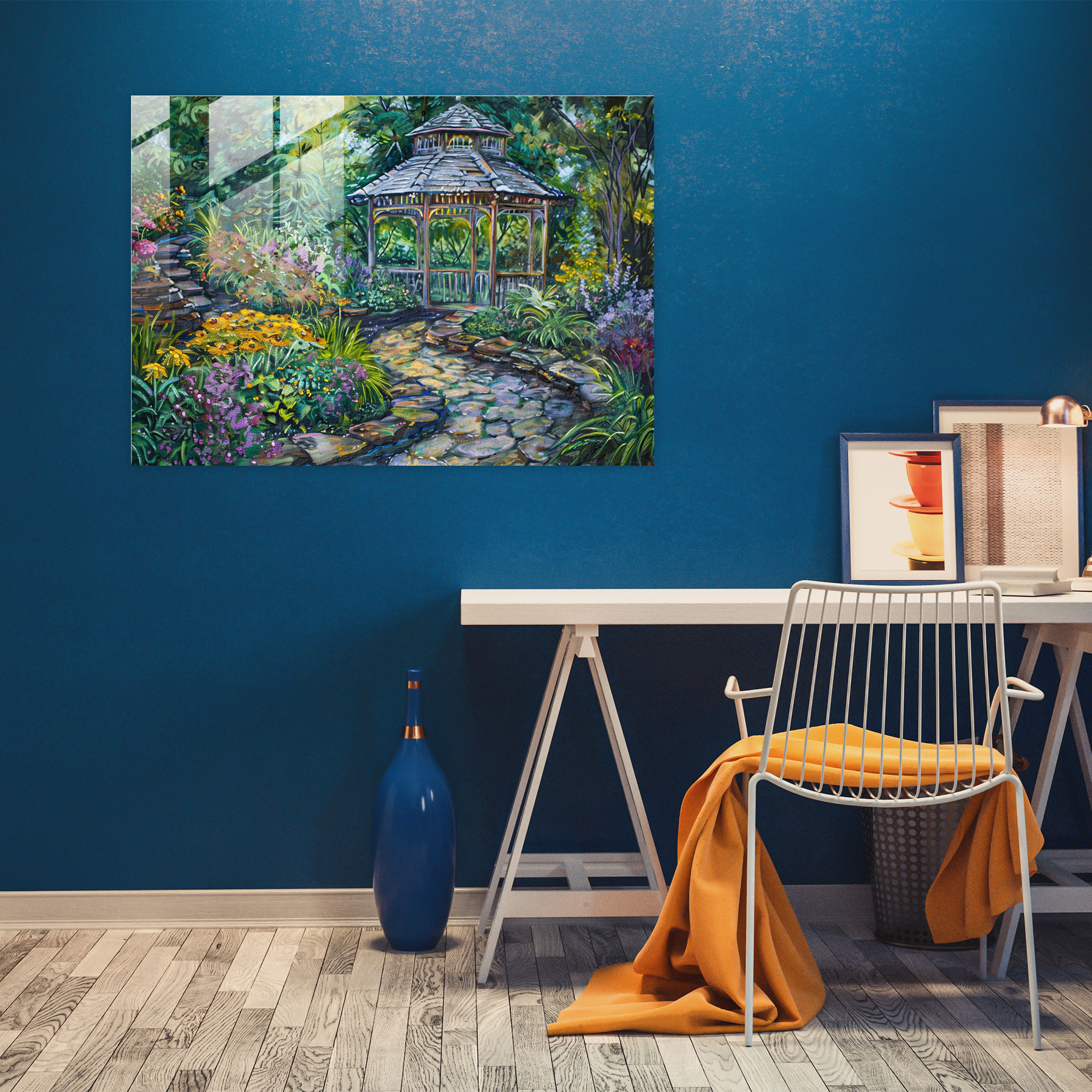 Claude Monet Glass Art - Gazebo Garden Glass Print - Claude Monet, Modern Art, Wall Decoration, Glass Art