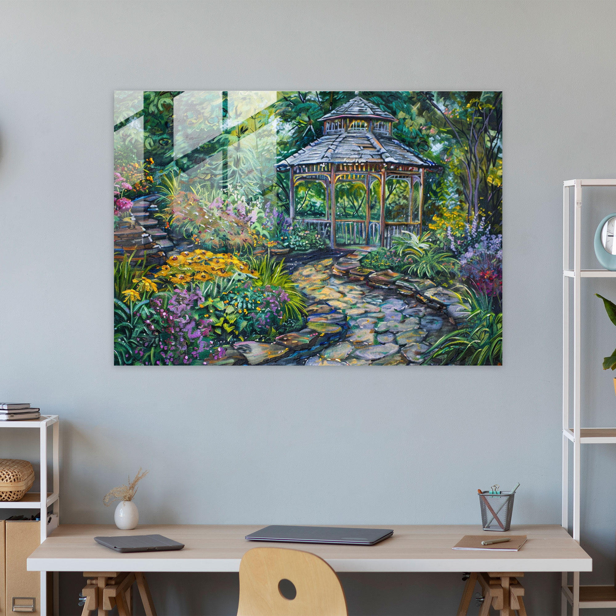 Claude Monet Glass Art - Gazebo Garden Glass Print - Claude Monet, Modern Art, Wall Decoration, Glass Art
