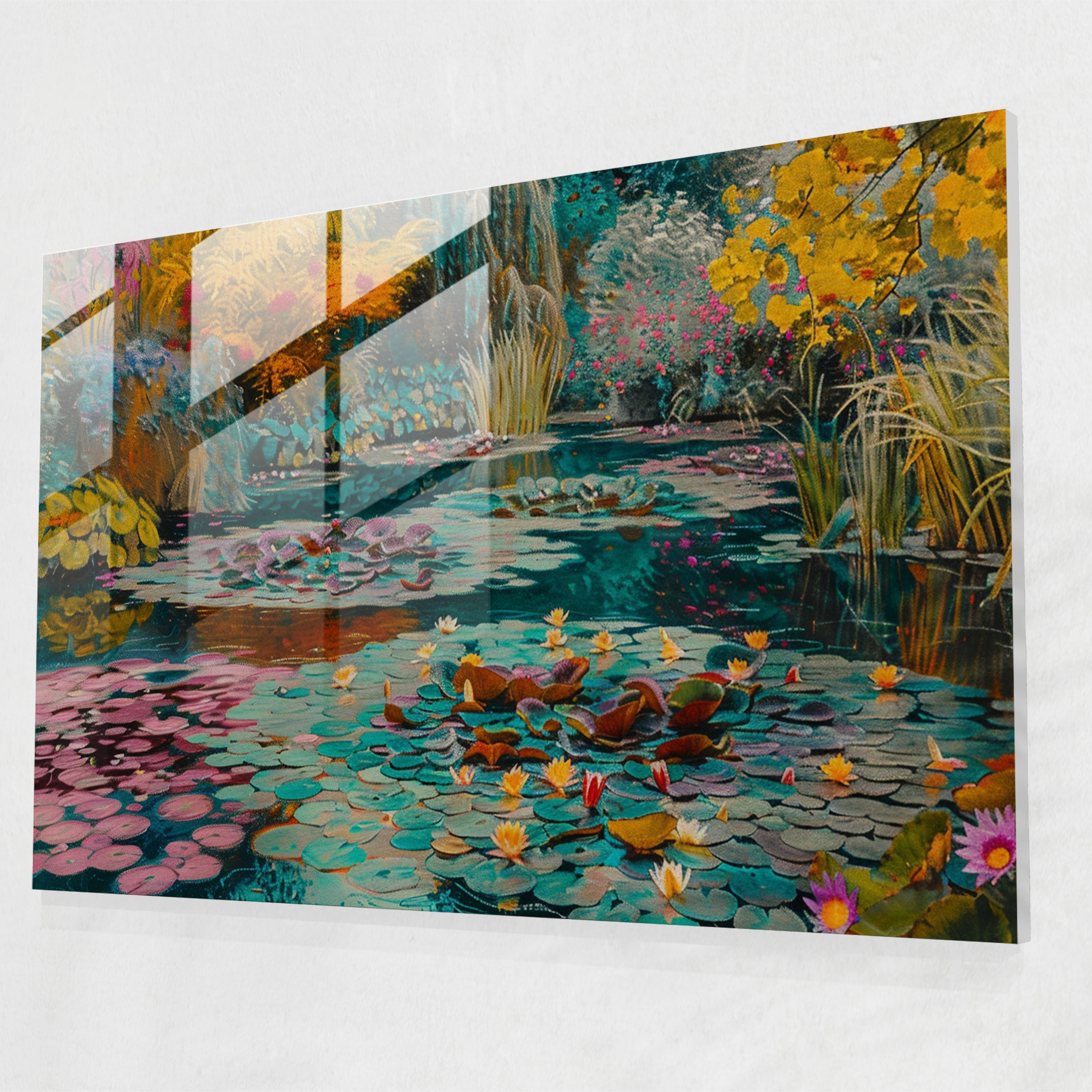 Claude Monet Glass Print - Garden With Water Lilies - Claude Monet, Claude Monet, Glass Art, Glass Wall Art