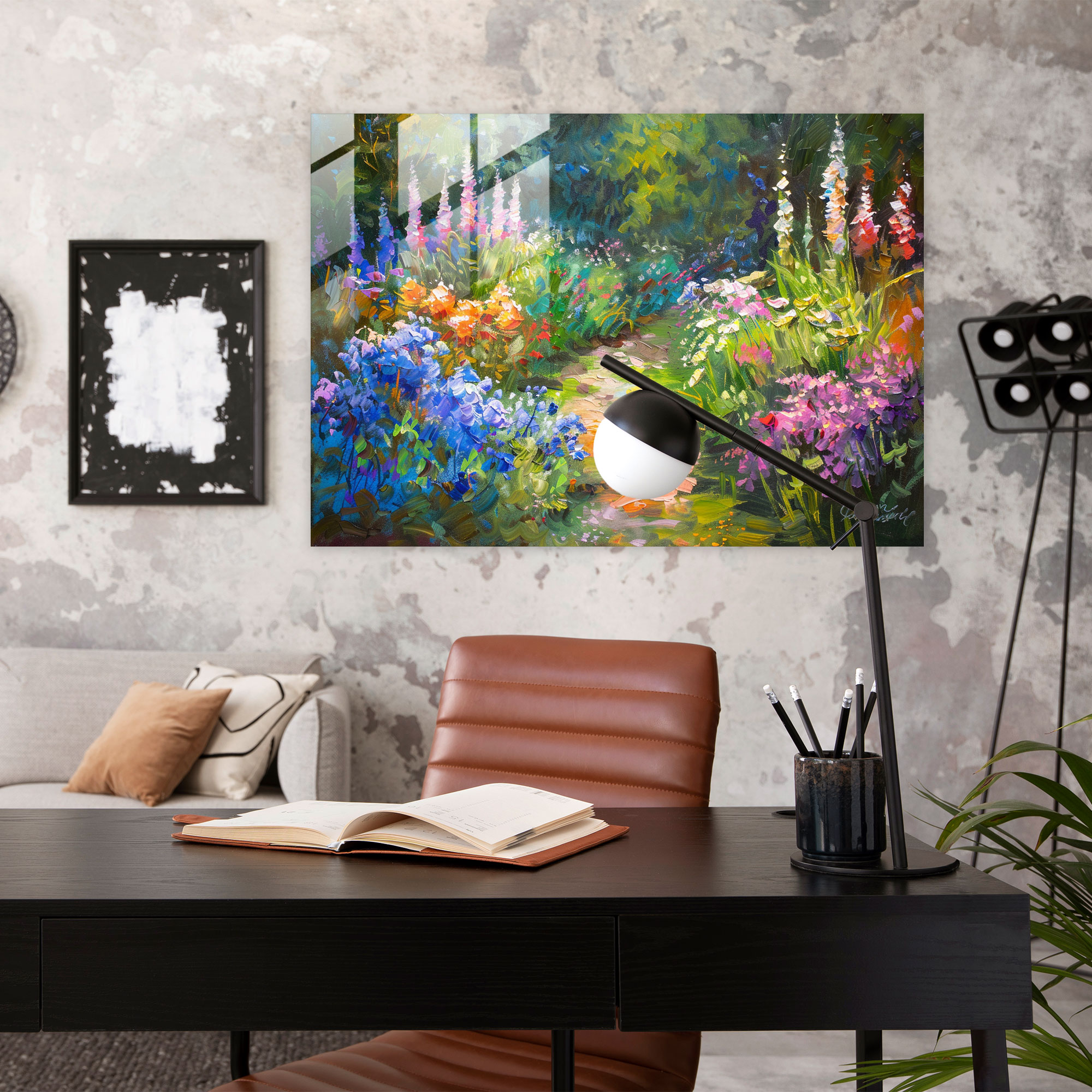 Claude Monet Glass Print - Colorful Garden Scene - Claude Monet, Home Decoration, Glass Art, Wall Decoration