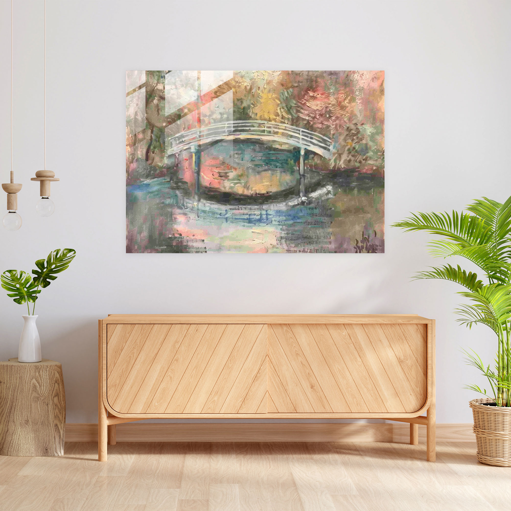 Claude Monet Glass Print - Iconic Bridge - Claude Monet, Glass Print, Wall Decoration, Home Decoration
