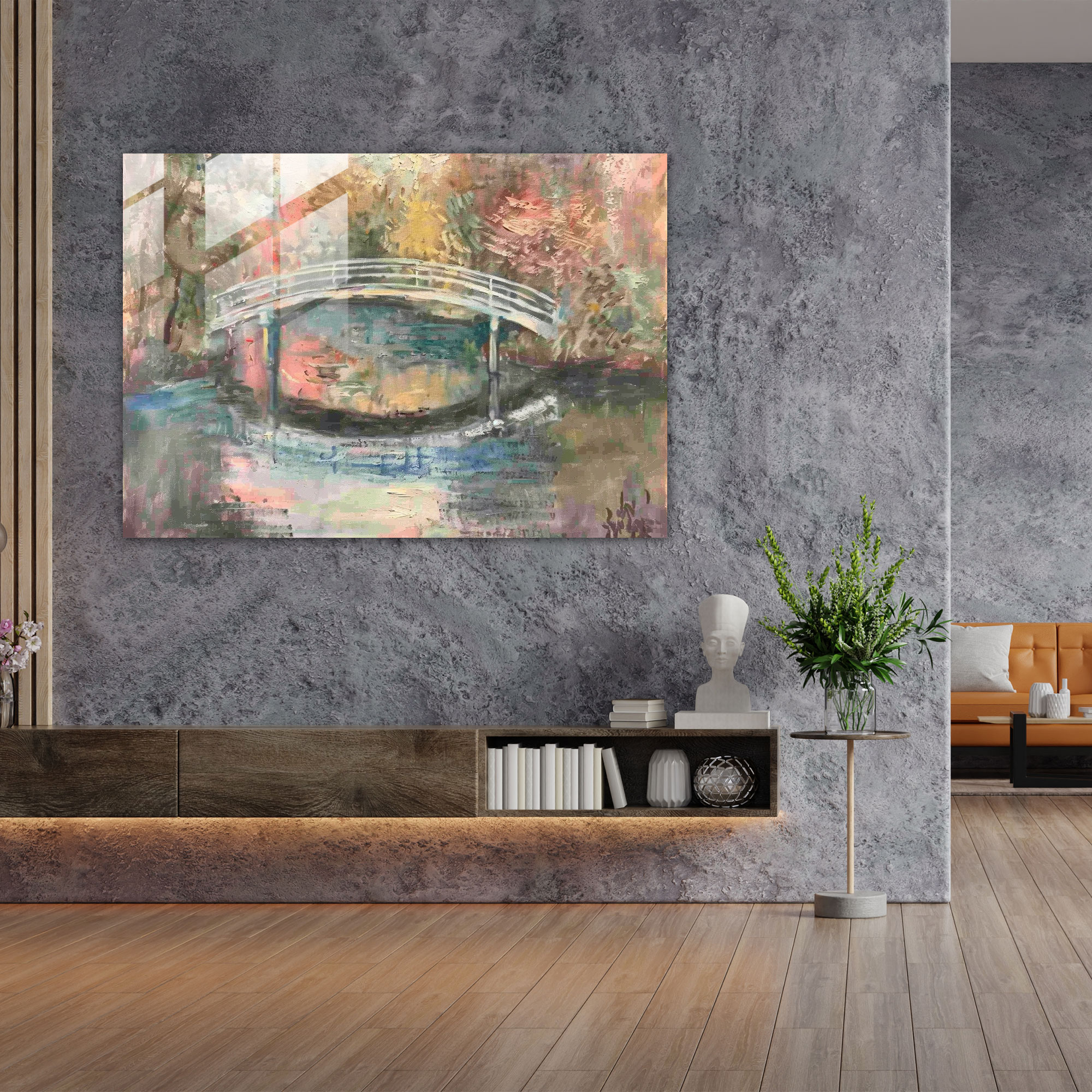 Claude Monet Glass Print - Iconic Bridge - Claude Monet, Glass Print, Wall Decoration, Home Decoration