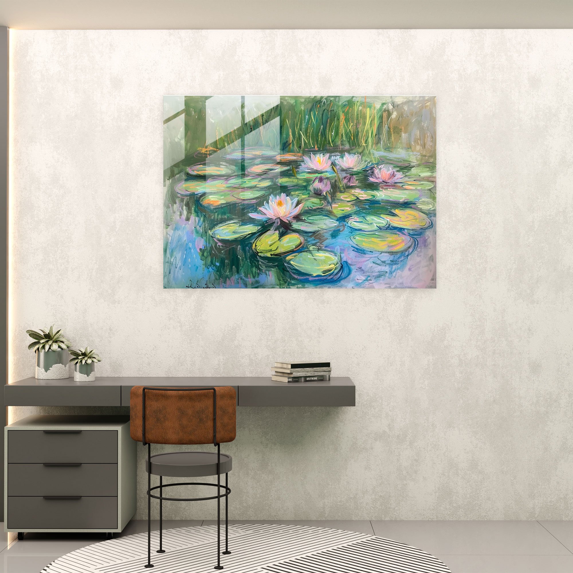 Claude Monet Glass Print - Water Lilies Pond - Claude Monet, Claude Monet, Modern Art, Home Decoration