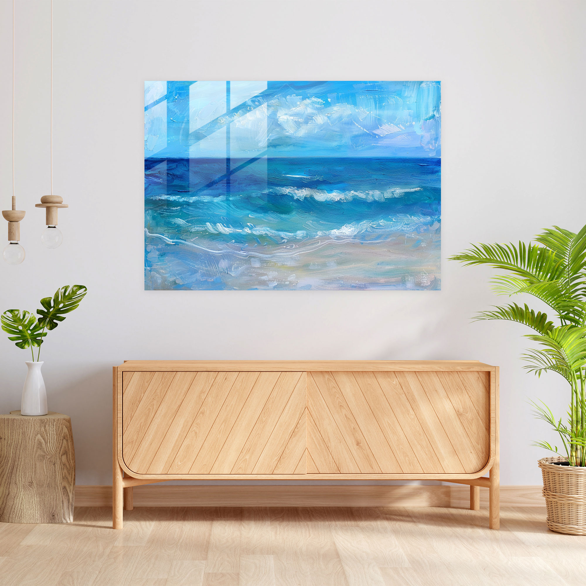 Claude Monet Glass Print - Seaside View - Claude Monet, Wall Decoration, Glass Art, Glass Wall Art