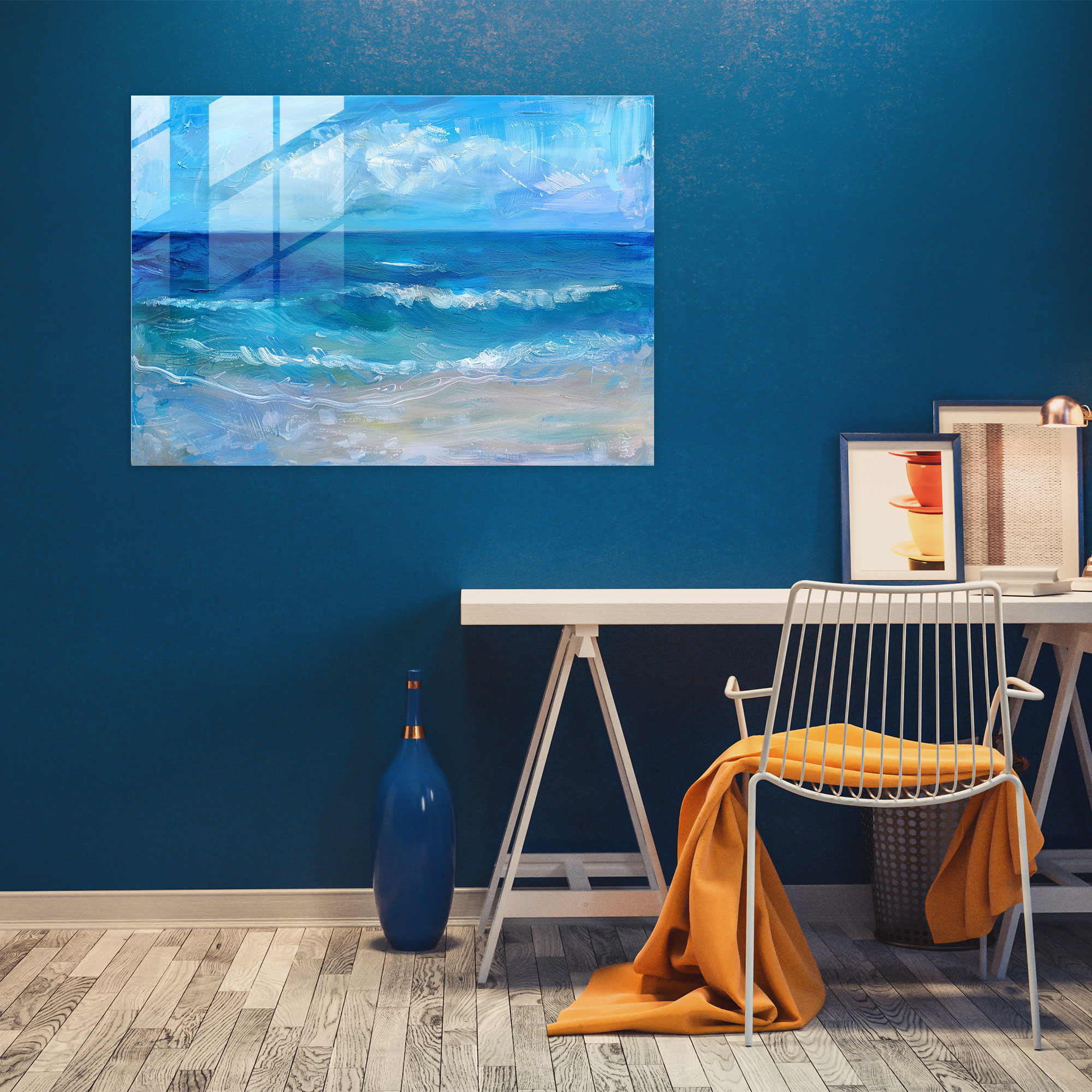 Claude Monet Glass Print - Seaside View - Claude Monet, Wall Decoration, Glass Art, Glass Wall Art