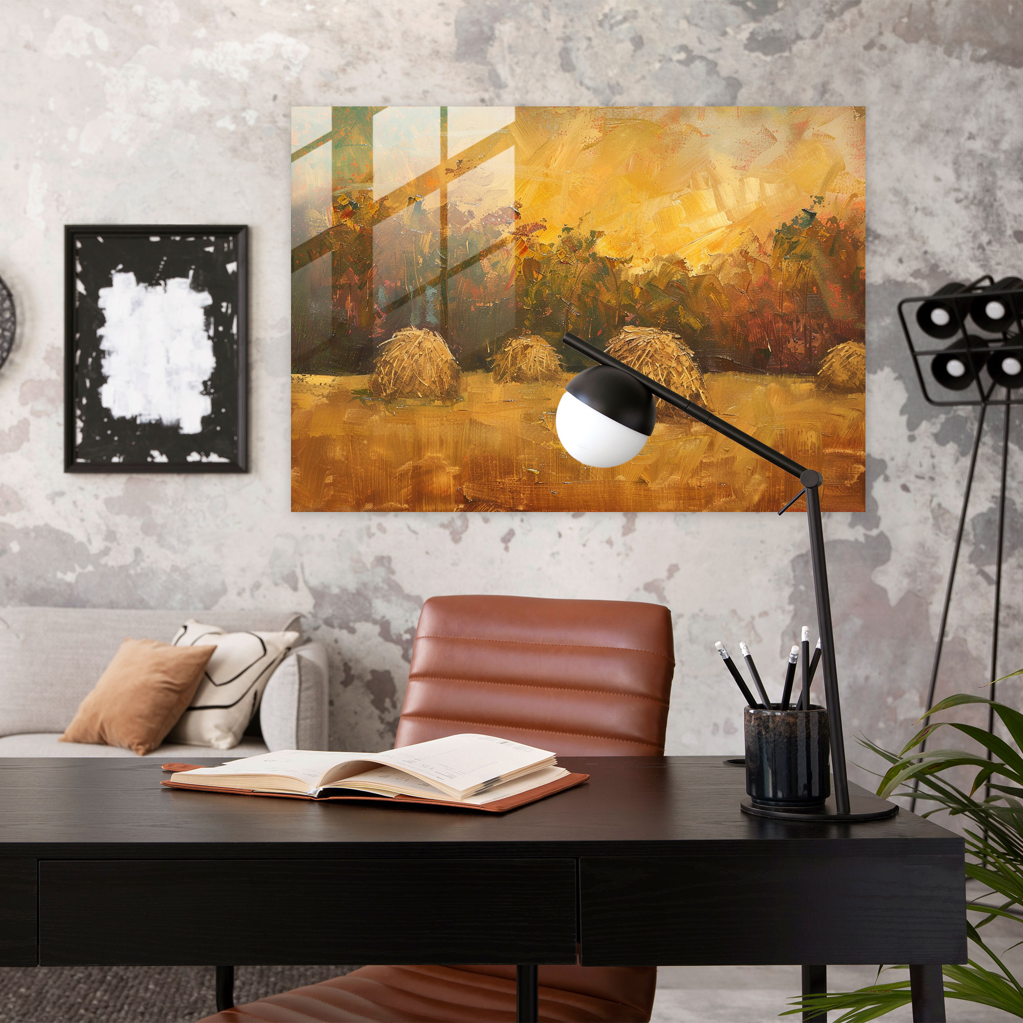 Claude Monet Glass Print - Haystacks Field - Claude Monet, Glass Wall Art, Home Decoration, Claude Monet