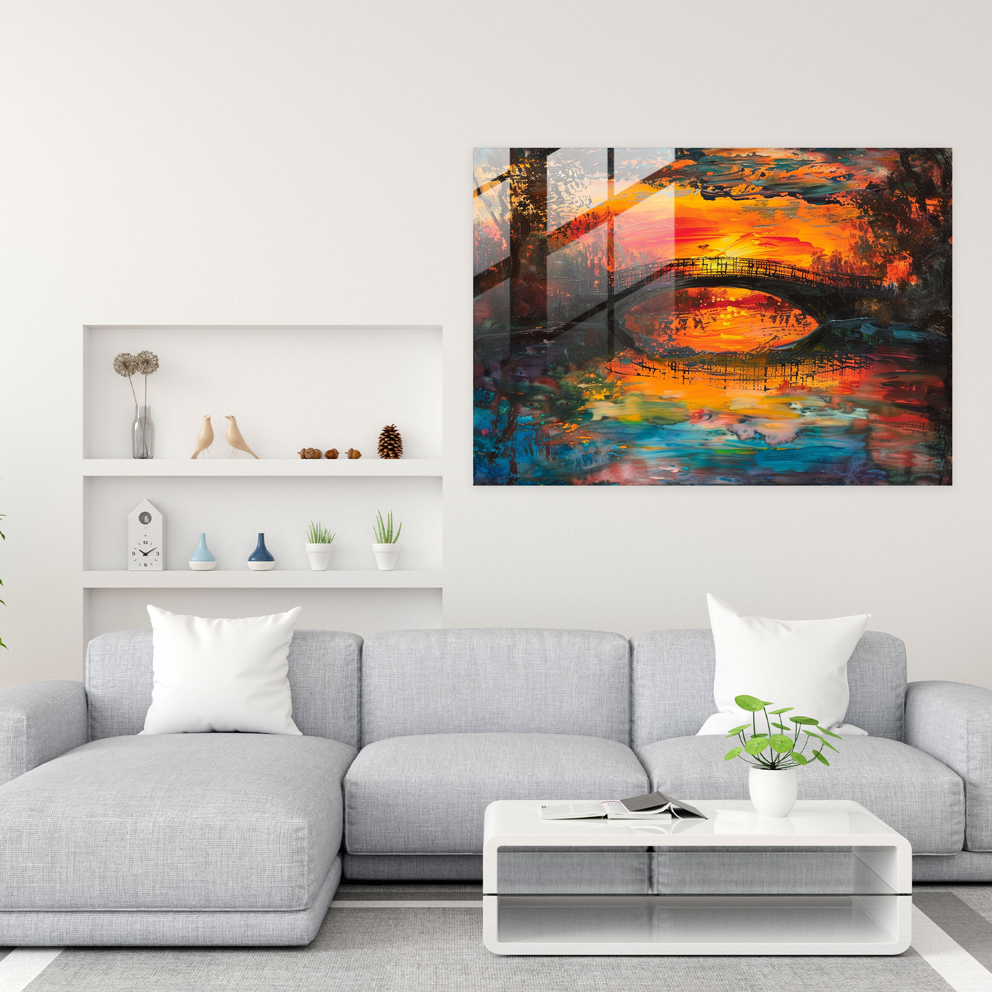 Claude Monet Dreamy Sunset Glass Art - Claude Monet, Home Decoration, Glass Wall Art, Glass Art
