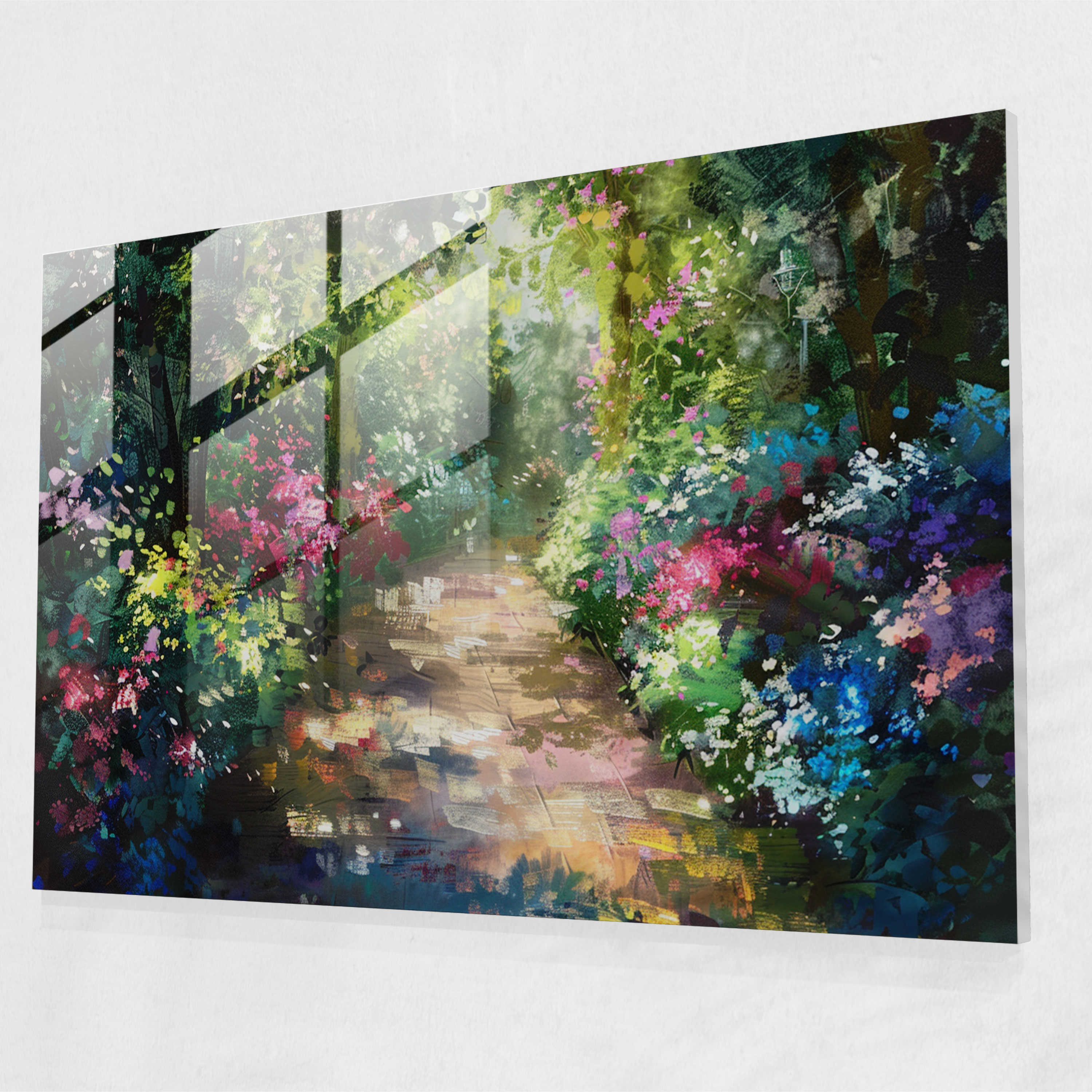 Claude Monet Sun-Dappled Garden Path Glass Art - Claude Monet, Wall Decoration, Glass Wall Art, Glass Art