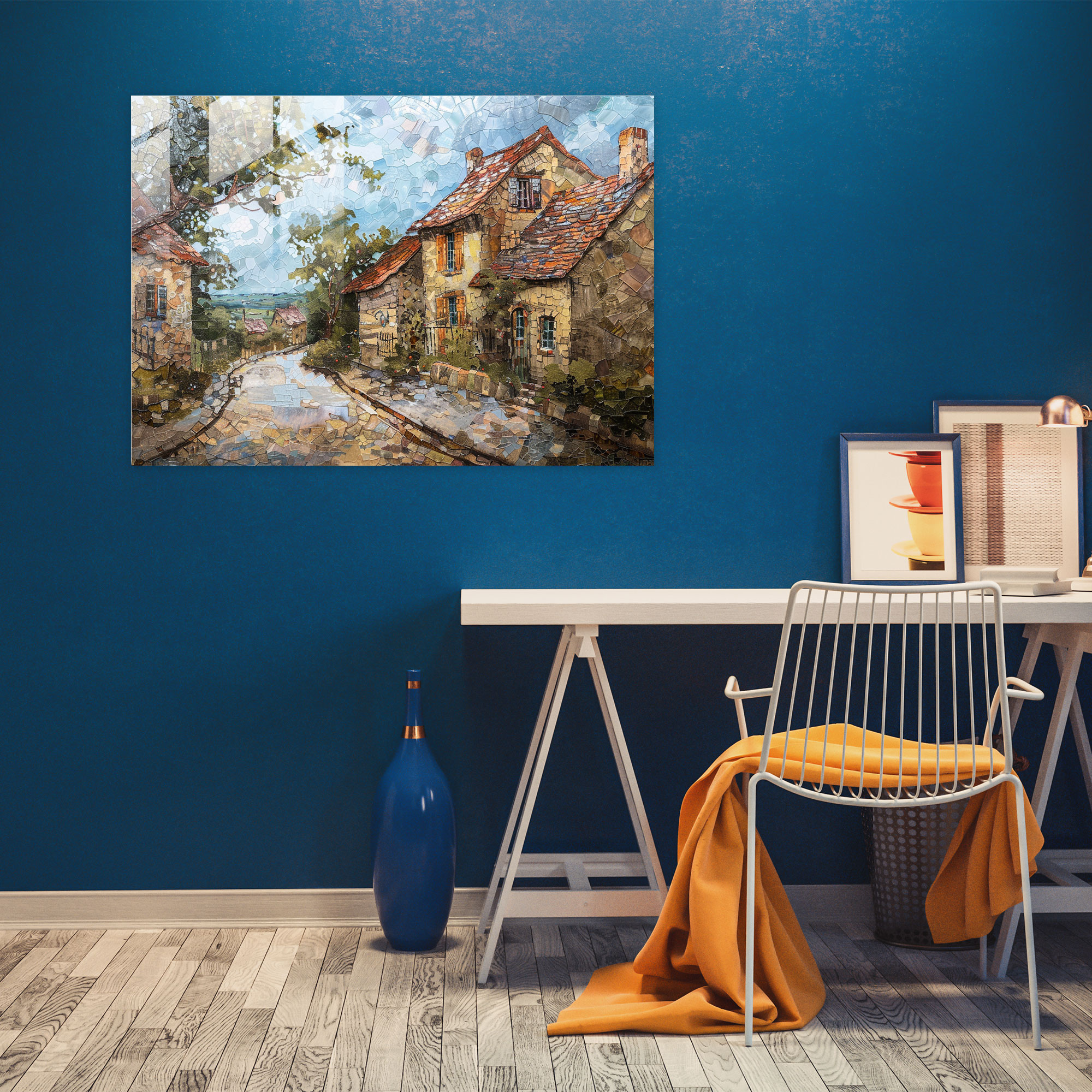 Claude Monet Charming French Village Glass Art - Claude Monet, Glass Art, Glass Print, Wall Decoration