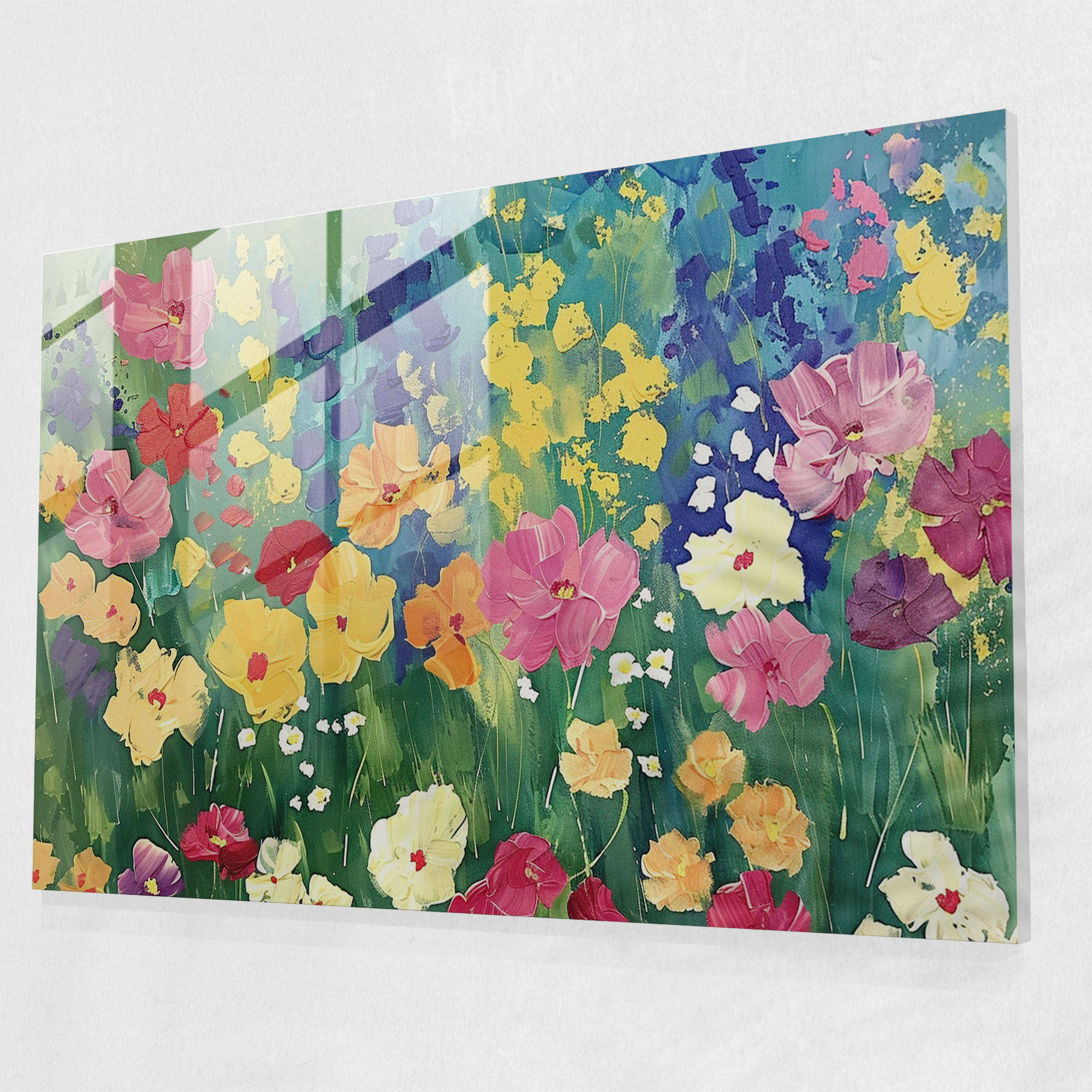 Claude Monet Glass Wall Art Blooming Flowers Wall Decoration - Claude Monet, Wall Decoration, Glass Print, Home Decoration