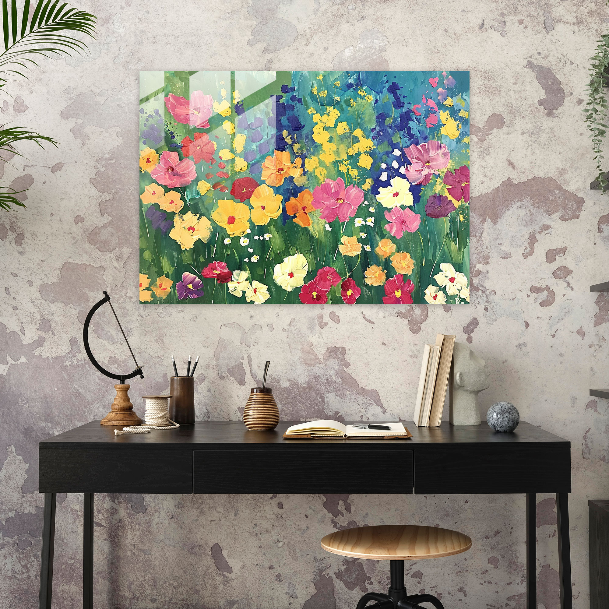 Claude Monet Glass Wall Art Blooming Flowers Wall Decoration - Claude Monet, Wall Decoration, Glass Print, Home Decoration