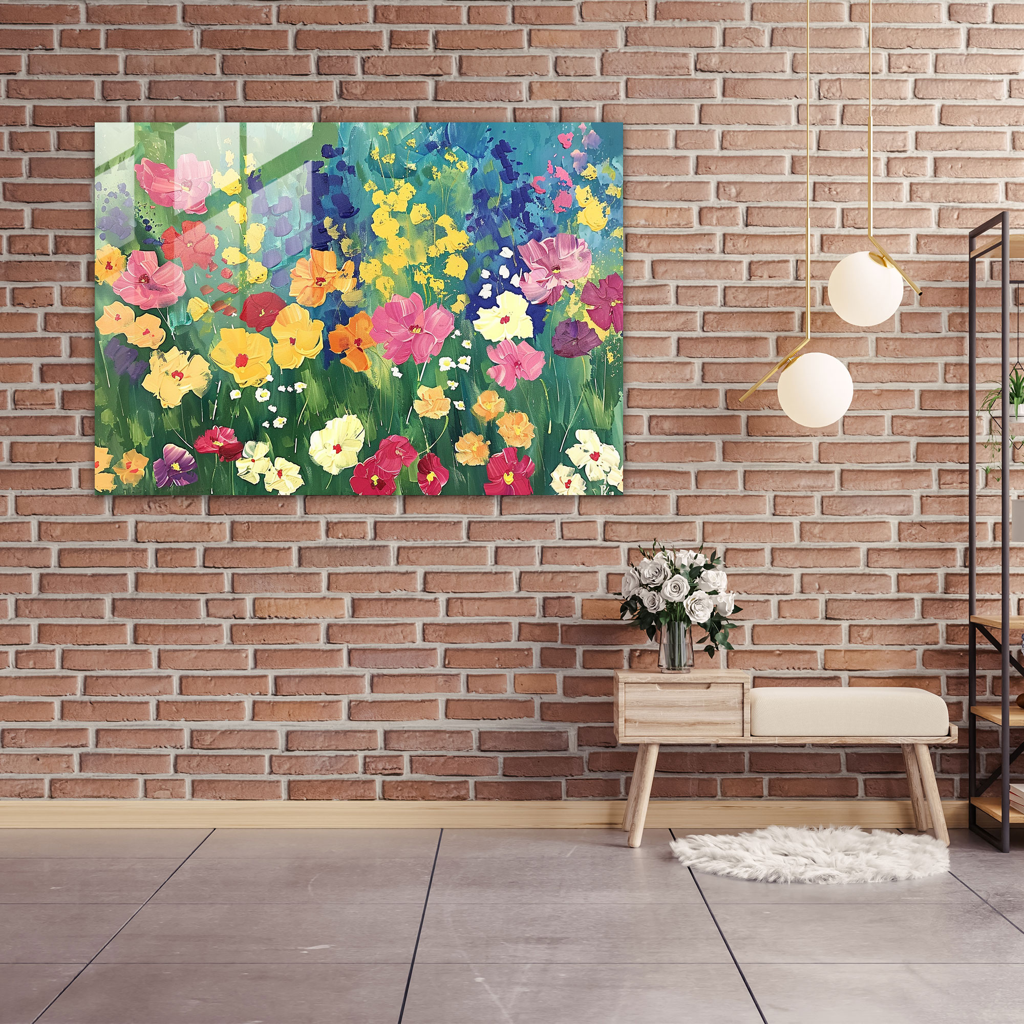 Claude Monet Glass Wall Art Blooming Flowers Wall Decoration - Claude Monet, Wall Decoration, Glass Print, Home Decoration