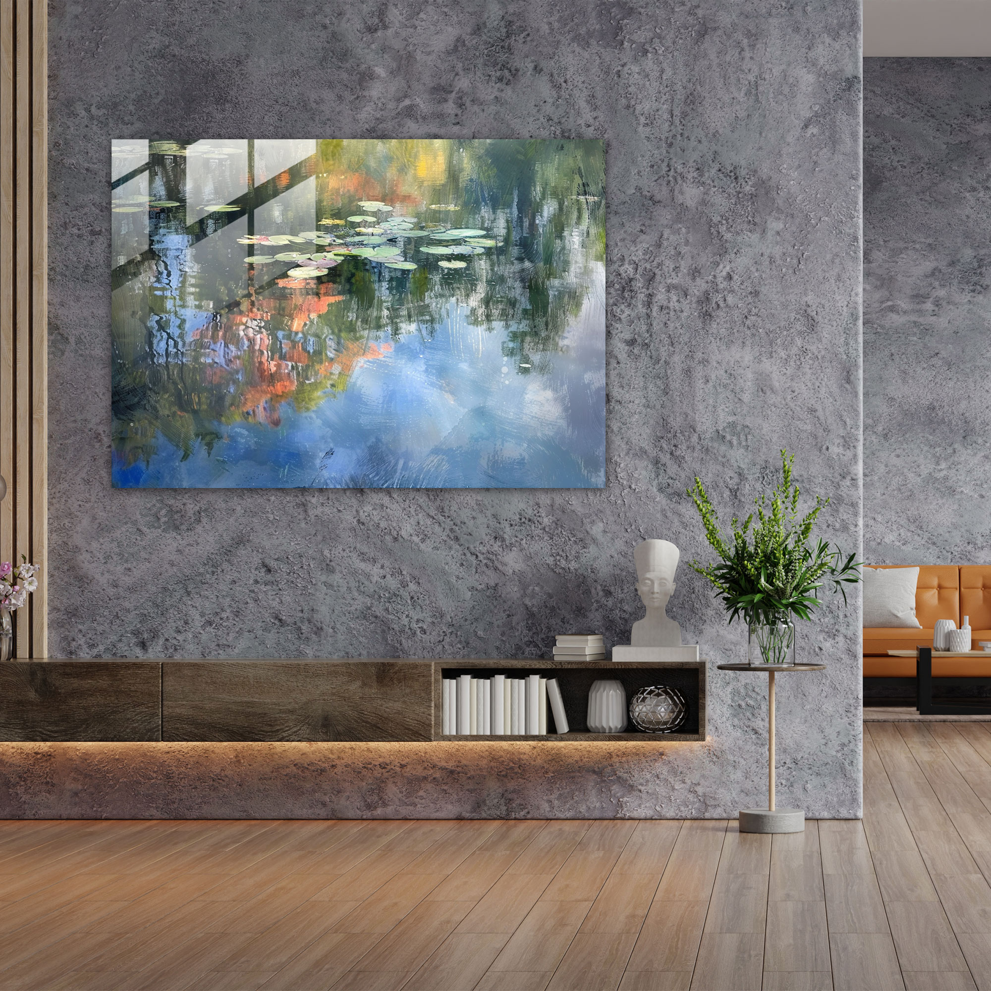 Claude Monet Glass Wall Art Serene Pond Wall Decoration - Claude Monet, Glass Print, Wall Decoration, Modern Art