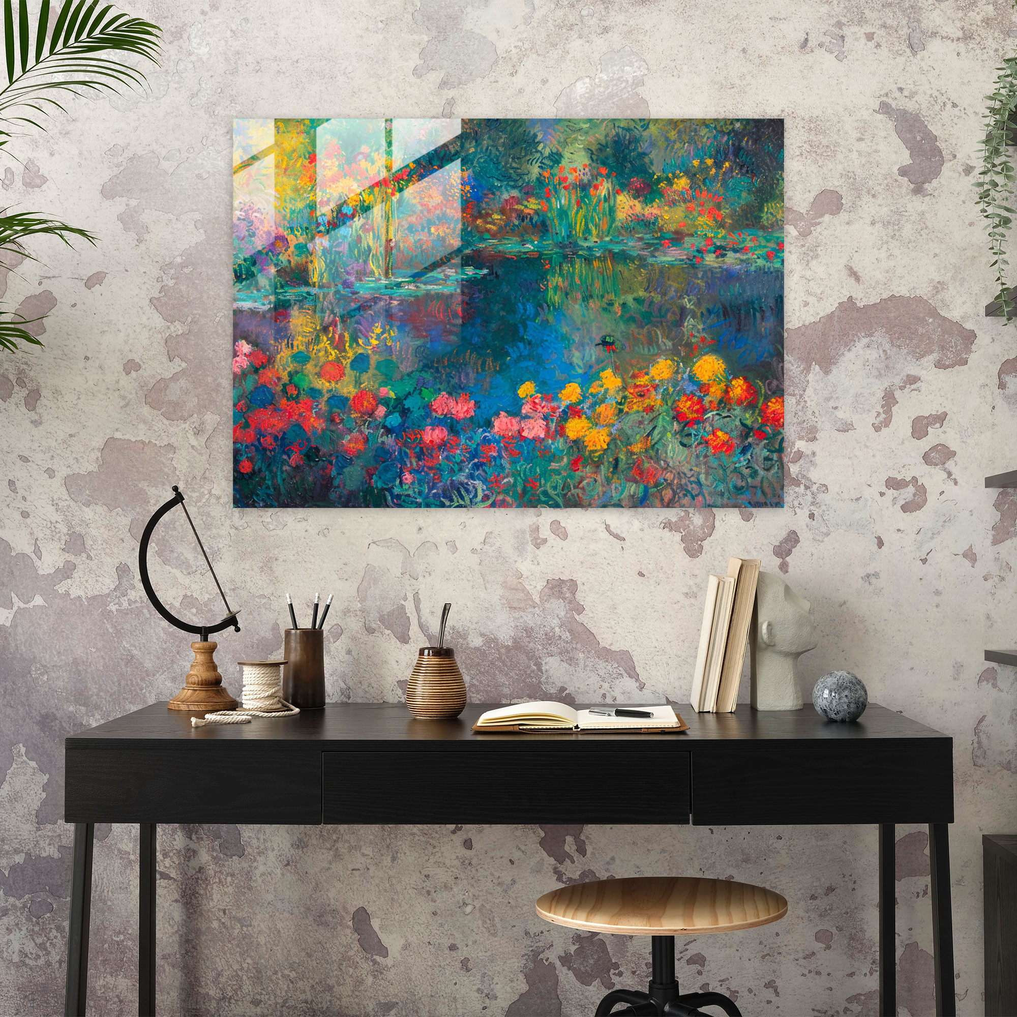 Claude Monet Glass Art Sun-Drenched Garden Modern Art - Claude Monet, Glass Print, Glass Wall Art, Modern Art