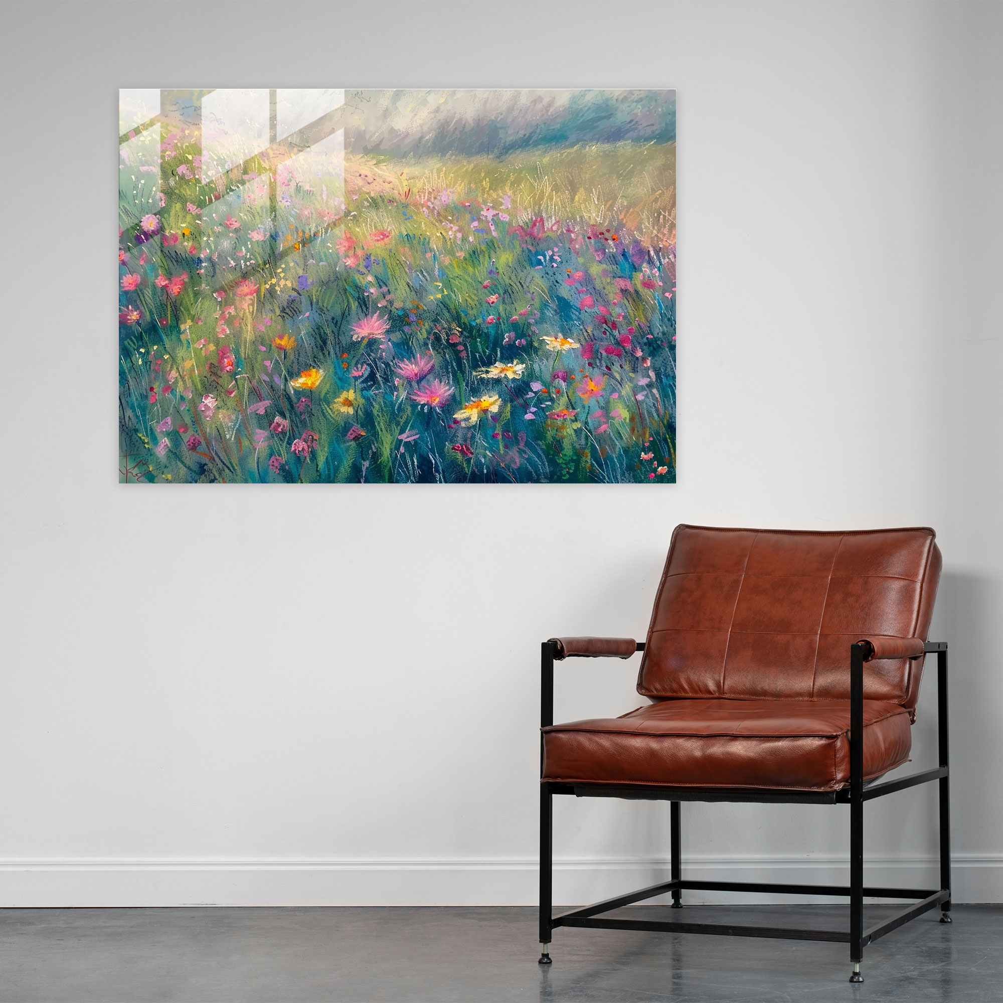 Claude Monet Glass Wall Art Pastel Meadow Wall Decoration - Claude Monet, Claude Monet, Modern Art, Glass Art
