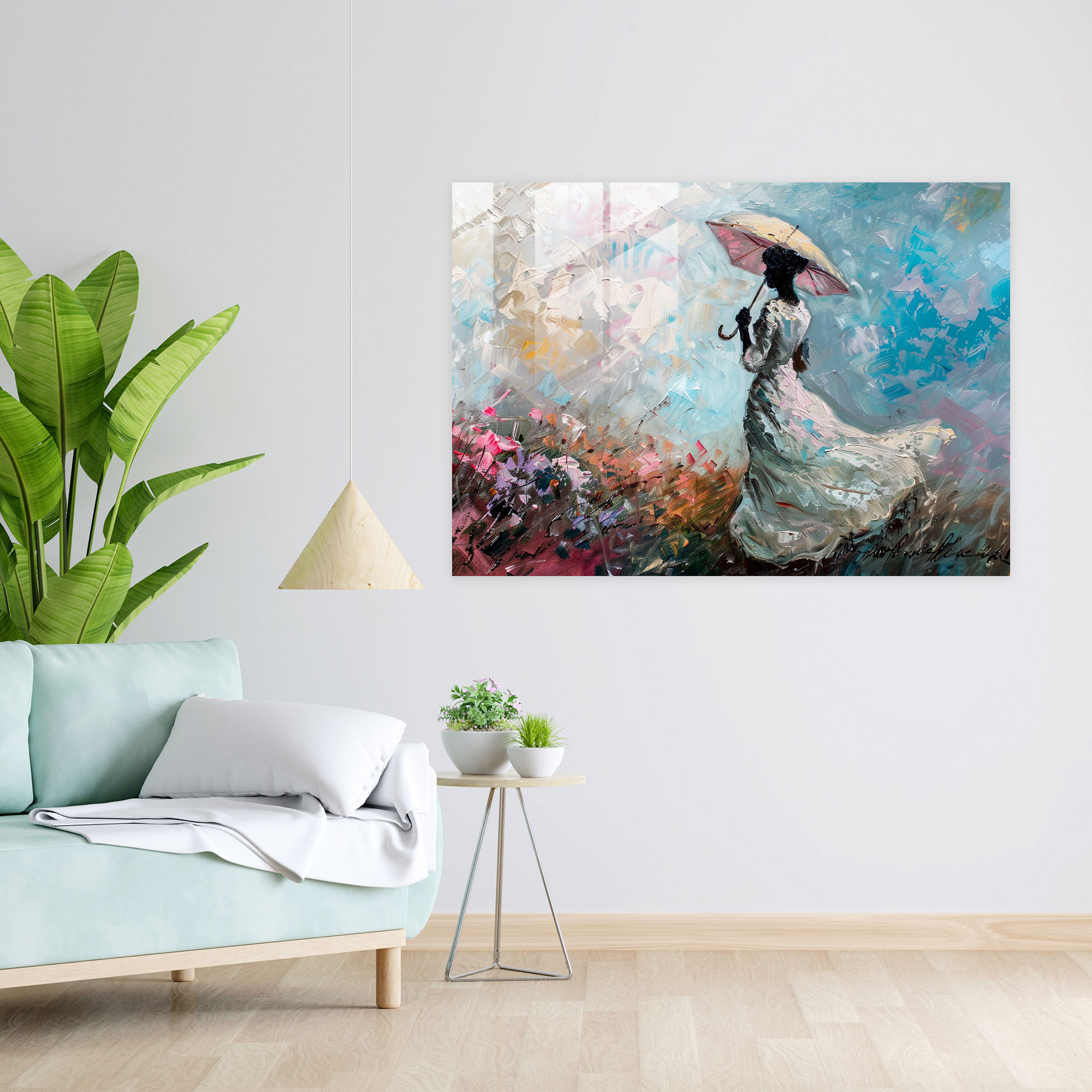 Woman With A Parasol Glass Print - Claude Monet, Home Decoration, Wall Decoration, Glass Art