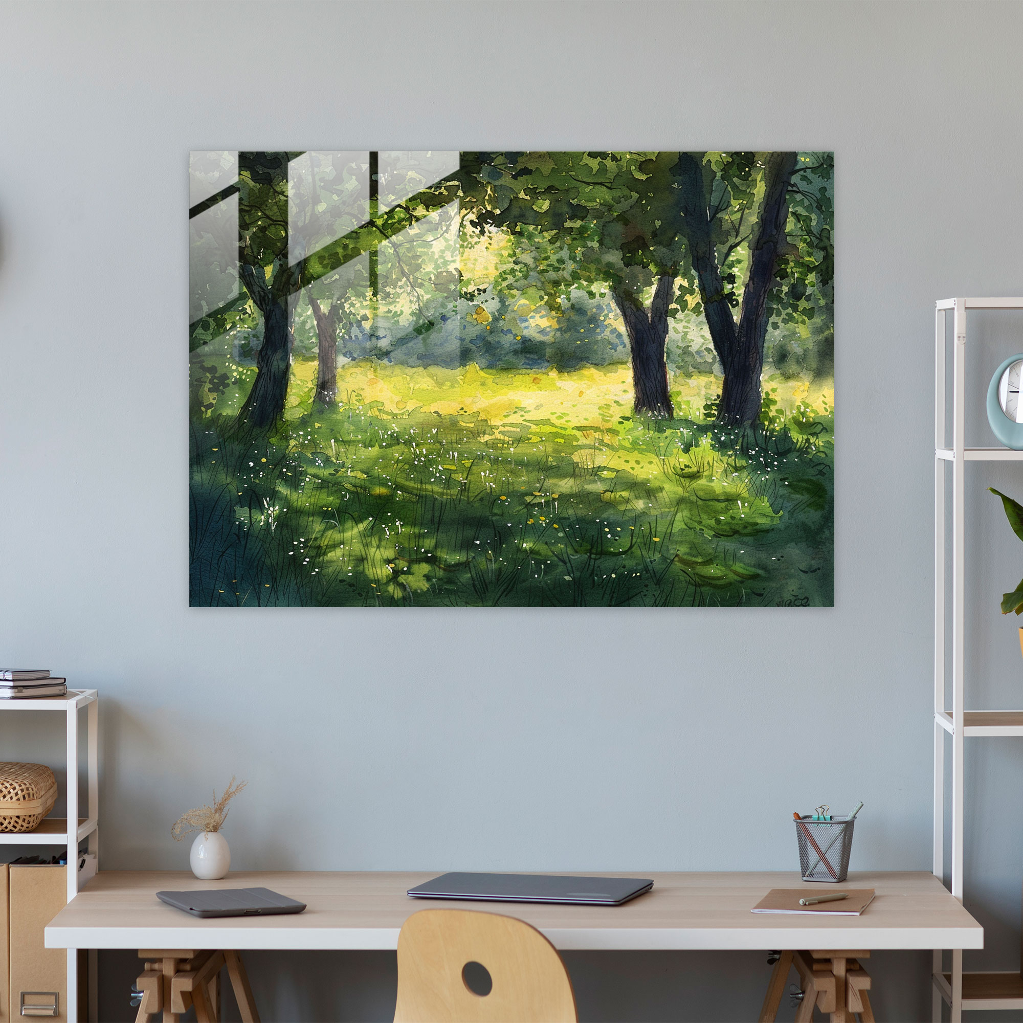 Claude Monet Glass Print Home Decoration - Claude Monet, Meadow, Wall Decoration, Glass Art