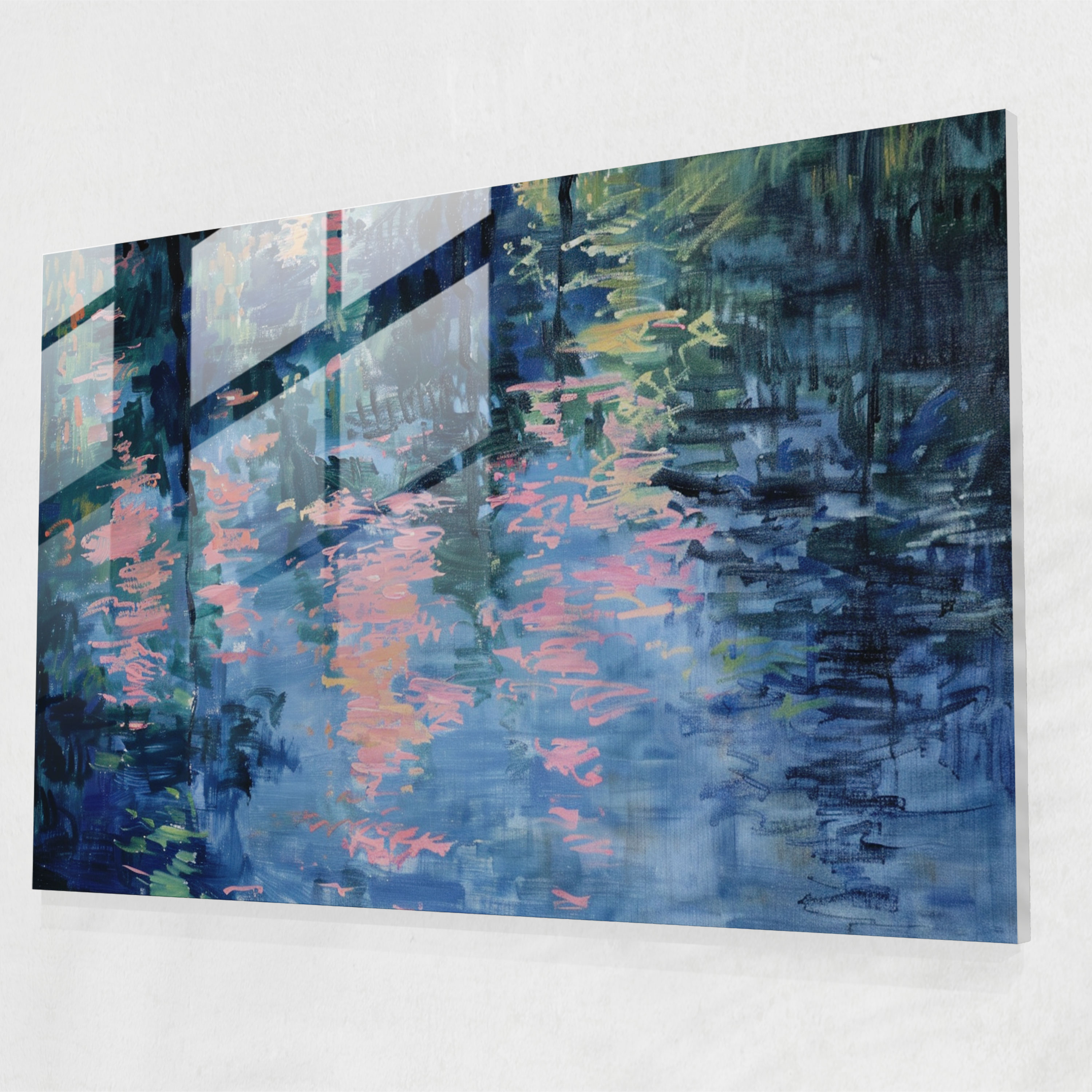Claude Monet Glass Wall Art - Claude Monet, Reflections, Calming, Glass Art
