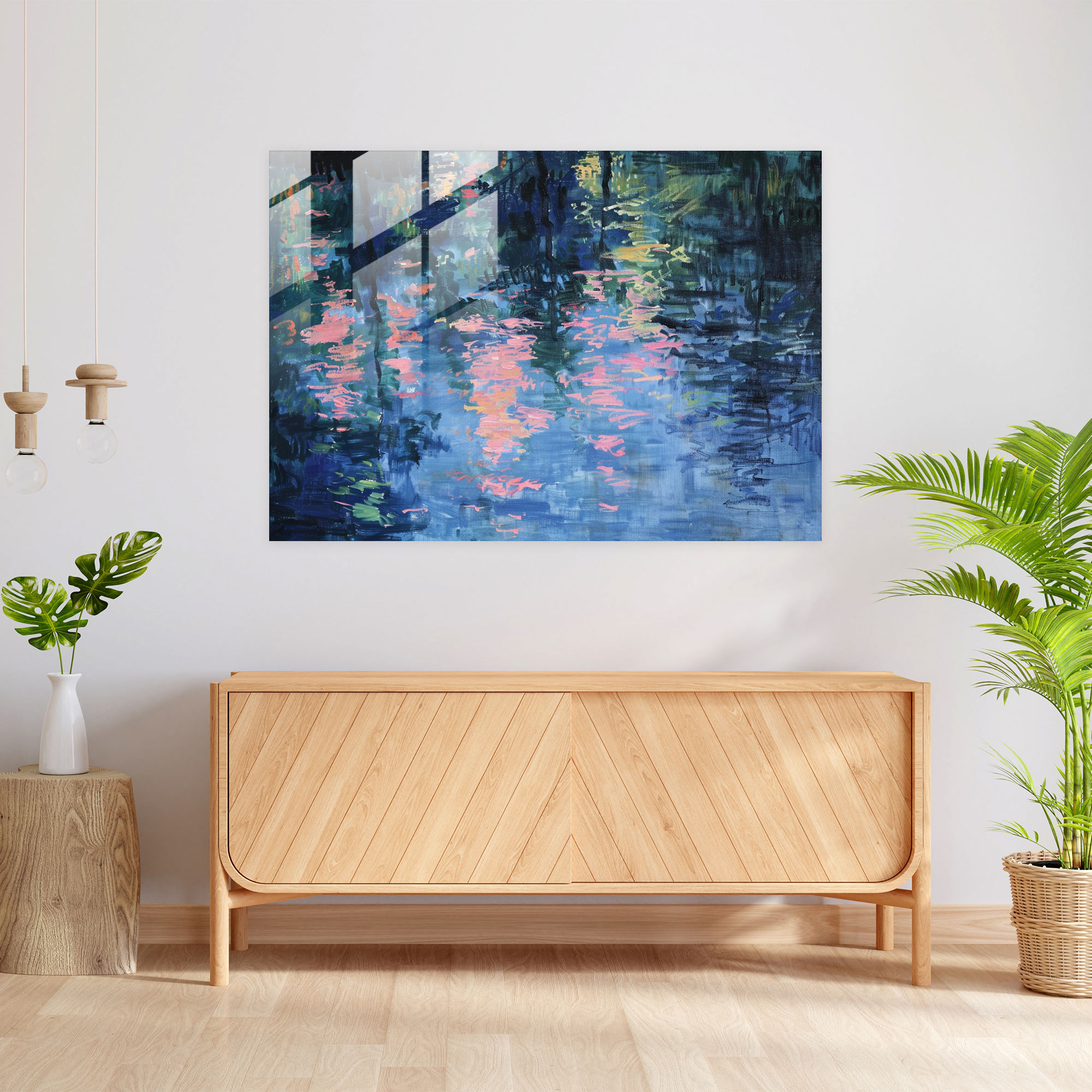 Claude Monet Glass Wall Art - Claude Monet, Reflections, Calming, Glass Art