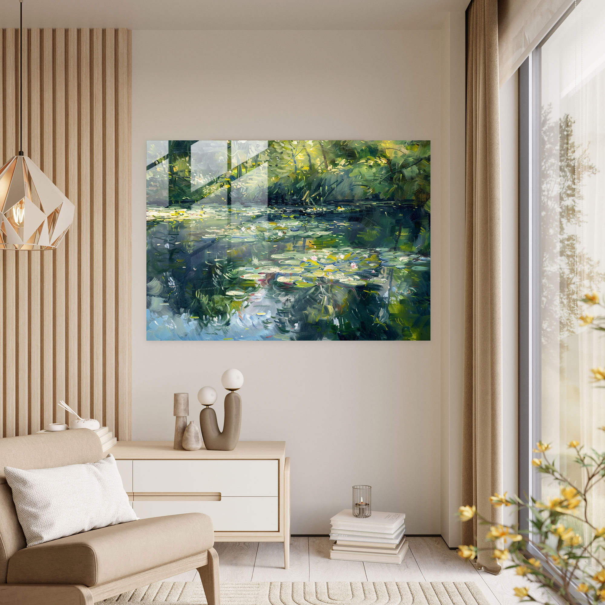 Claude Monet Water Lilies Glass Print - Claude Monet, Glass Wall Art, Wall Decoration, Glass Print