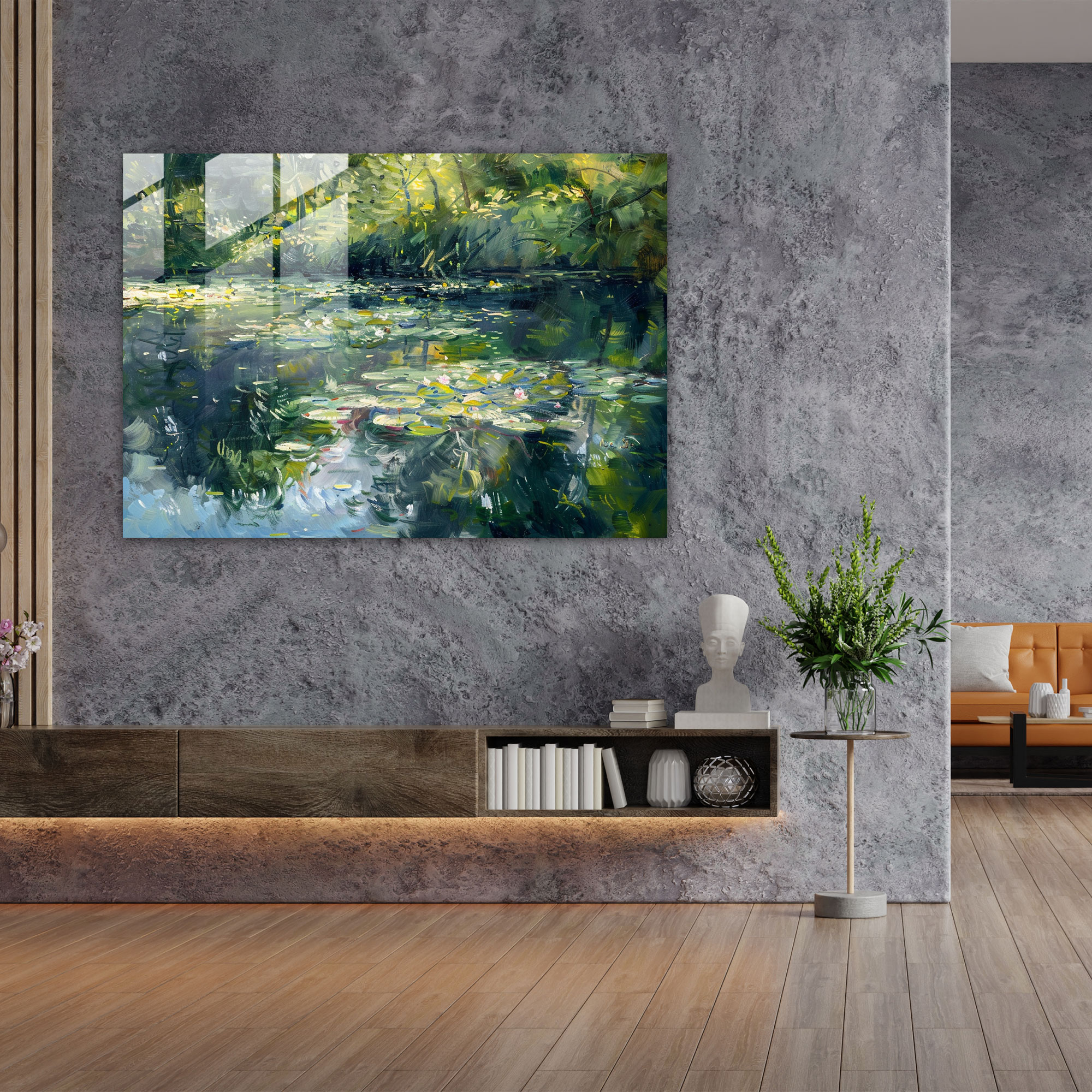Claude Monet Water Lilies Glass Print - Claude Monet, Glass Wall Art, Wall Decoration, Glass Print