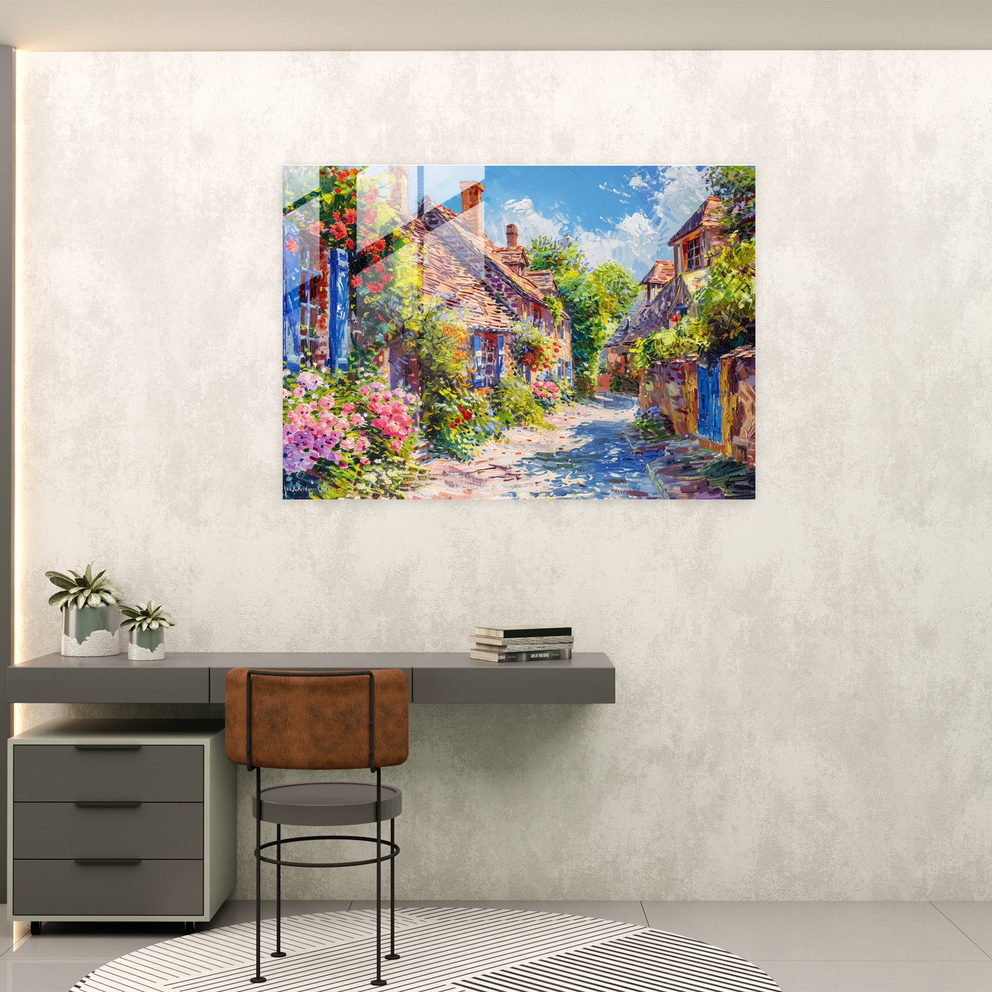 Claude Monet Village Scene Wall Decoration - Claude Monet, Claude Monet, Glass Art, Wall Decoration