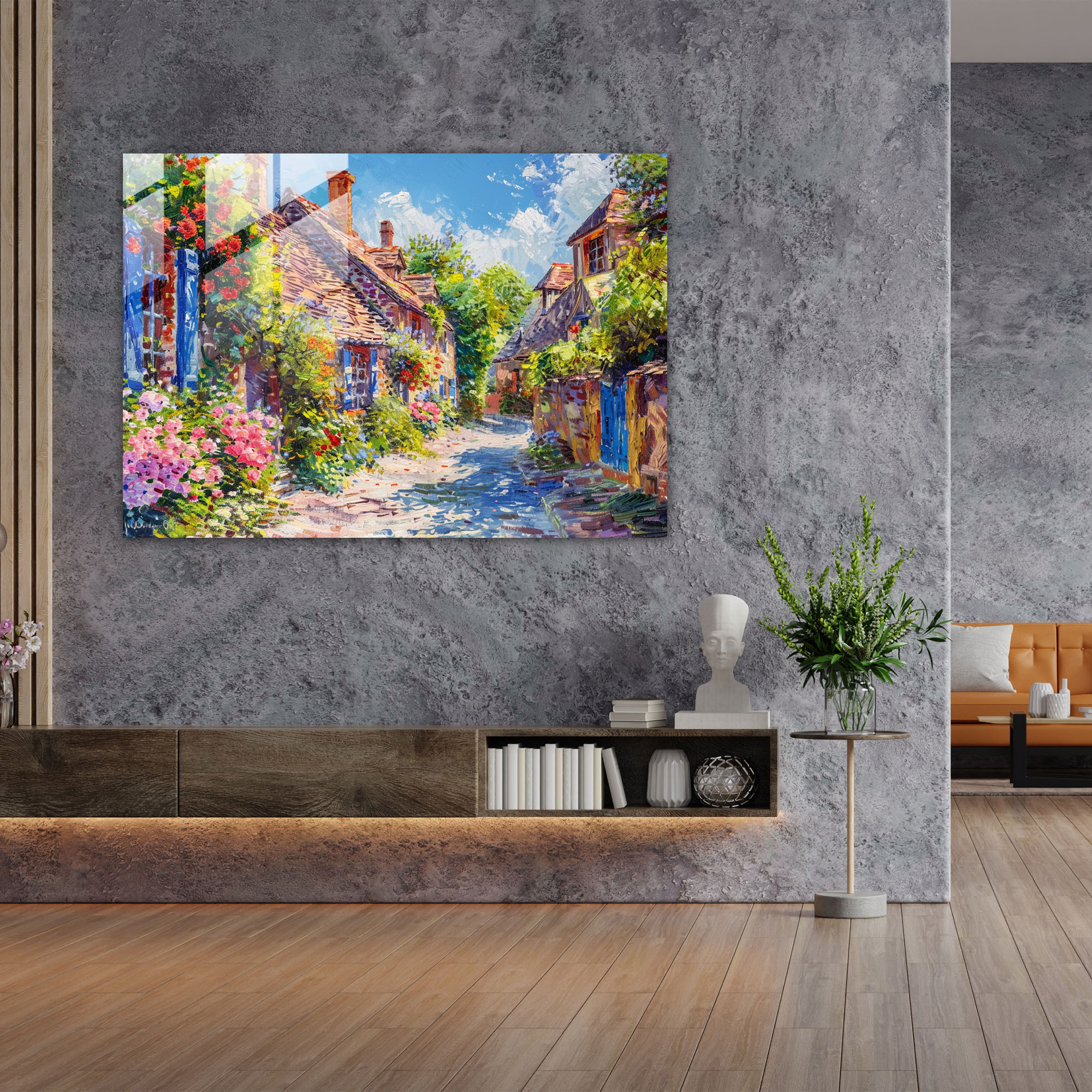 Claude Monet Village Scene Wall Decoration - Claude Monet, Claude Monet, Glass Art, Wall Decoration