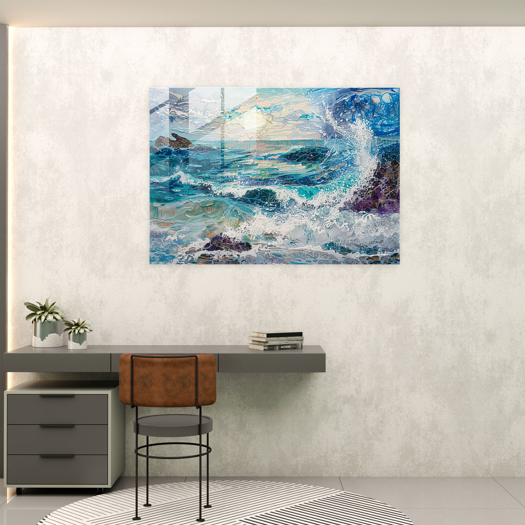 Claude Monet Seascape Glass Art - Claude Monet, Home Decoration, Glass Art, Glass Print
