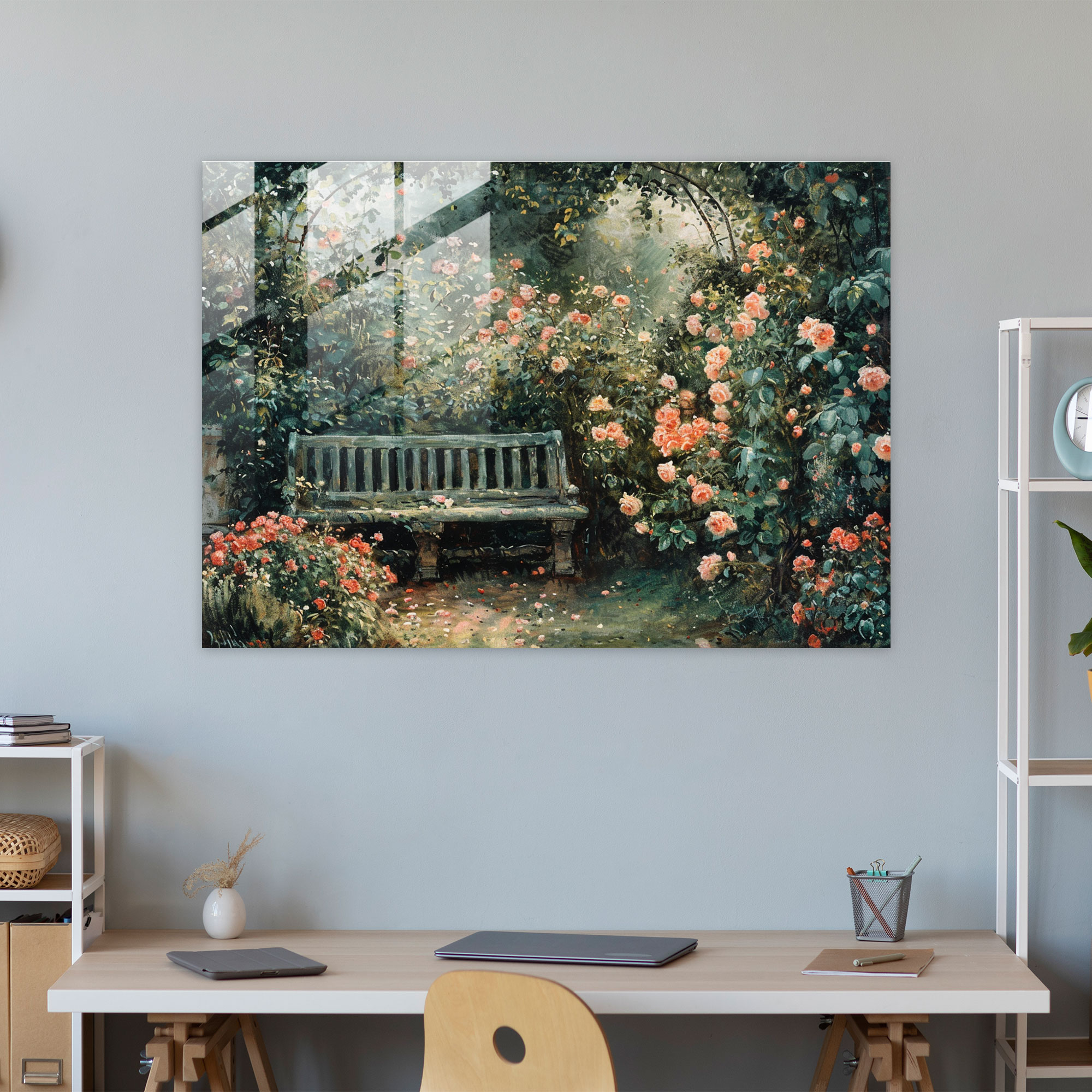Claude Monet Garden Roses Glass Print - Claude Monet, Claude Monet, Wall Decoration, Glass Wall Art