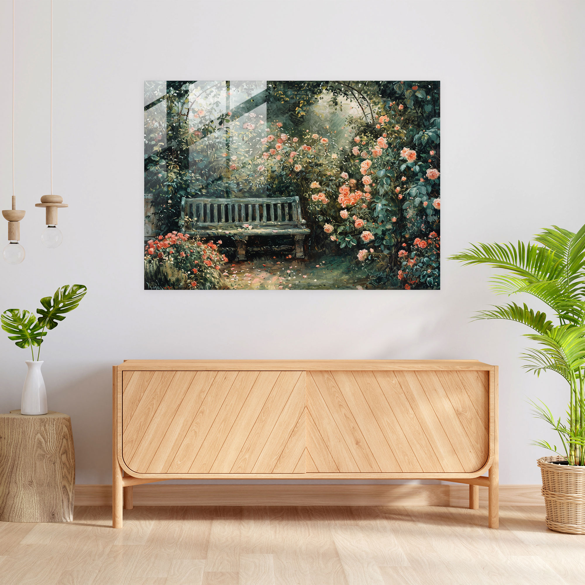 Claude Monet Garden Roses Glass Print - Claude Monet, Claude Monet, Wall Decoration, Glass Wall Art