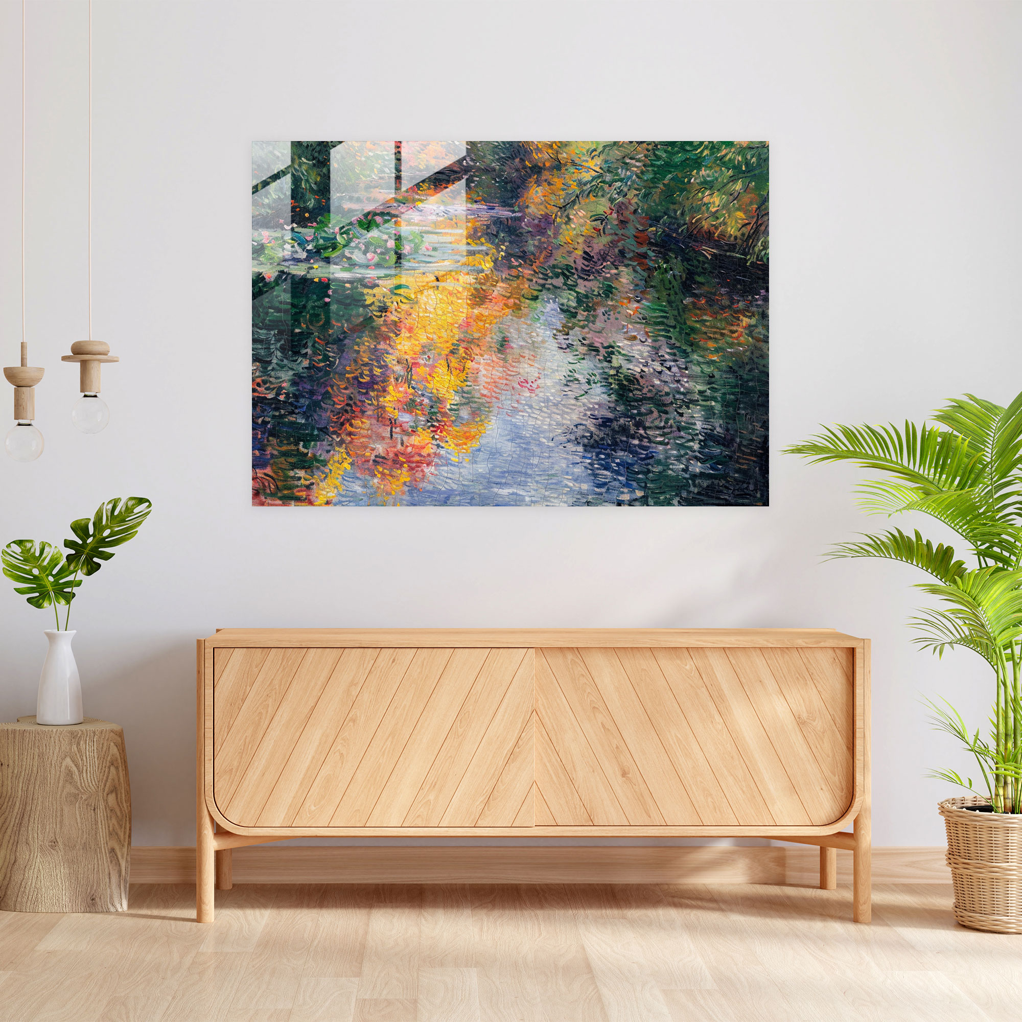 Claude Monet River Reflection Glass Wall Art - Claude Monet, Glass Print, Home Decoration, Glass Art