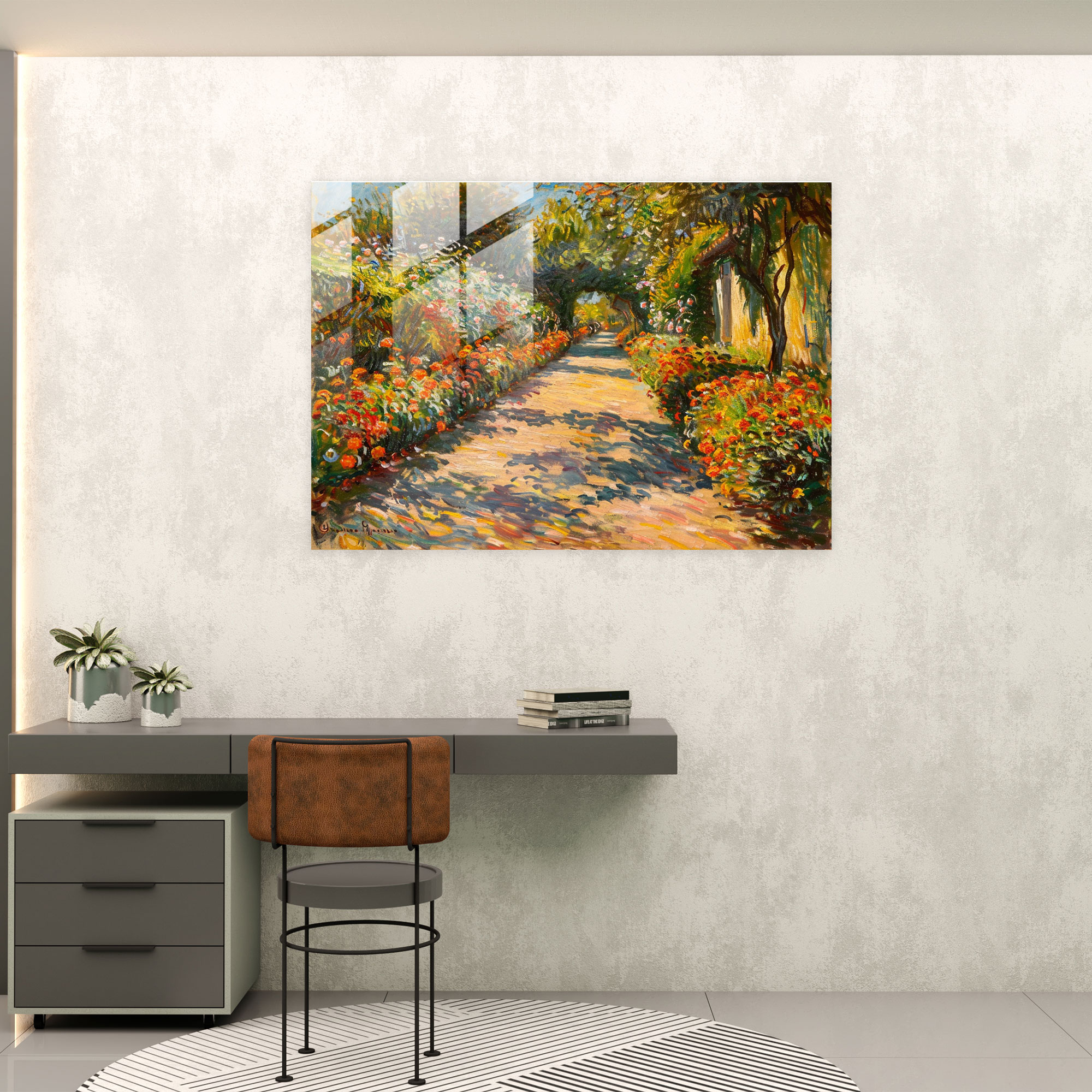 Claude Monet Garden Path Home Decoration - Claude Monet, Glass Print, Glass Art, Home Decoration