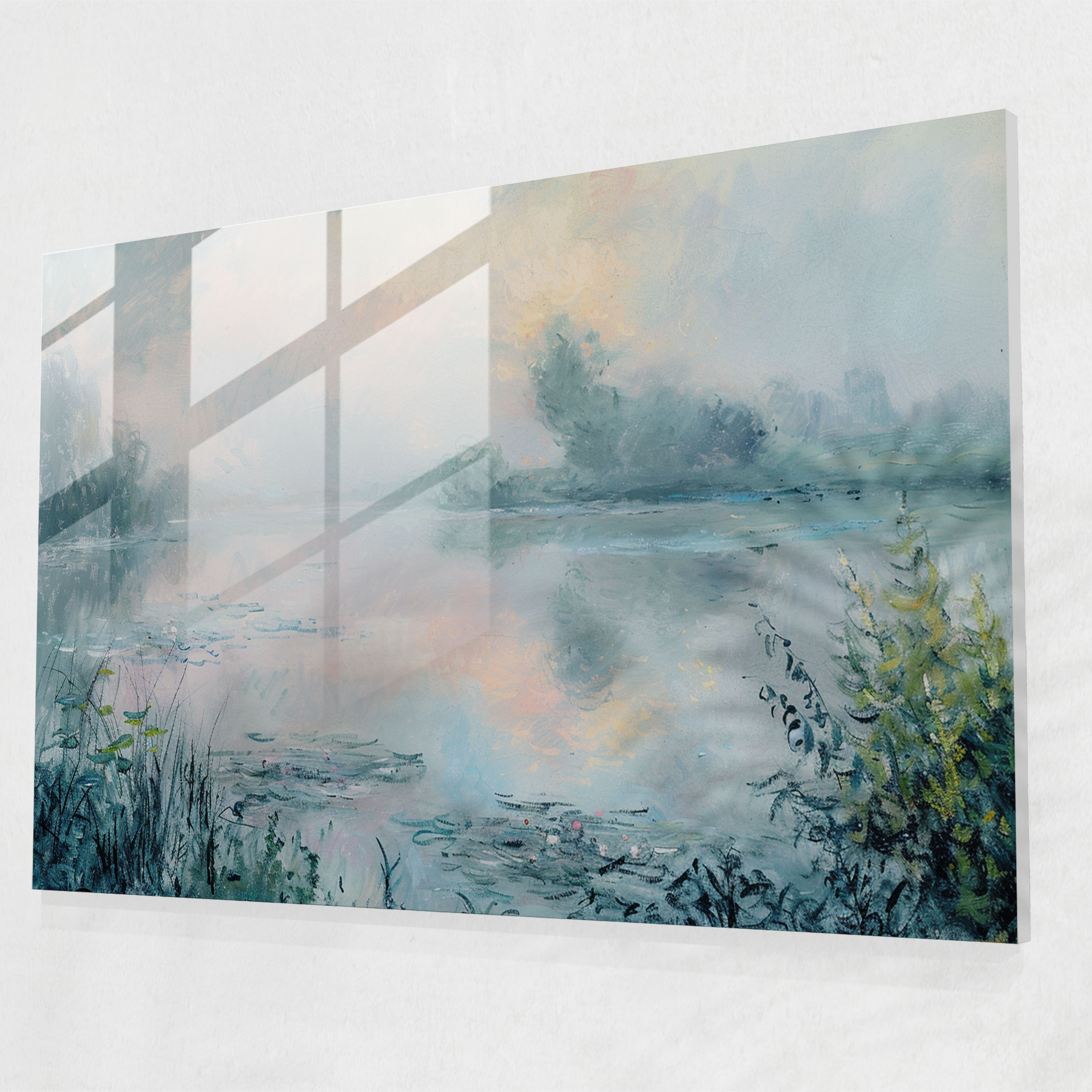 Claude Monet Misty Pond Wall Decoration - Claude Monet, Home Decoration, Glass Art, Modern Art