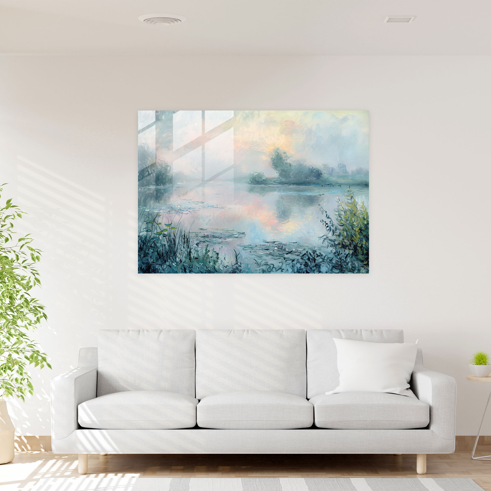Claude Monet Misty Pond Wall Decoration - Claude Monet, Home Decoration, Glass Art, Modern Art