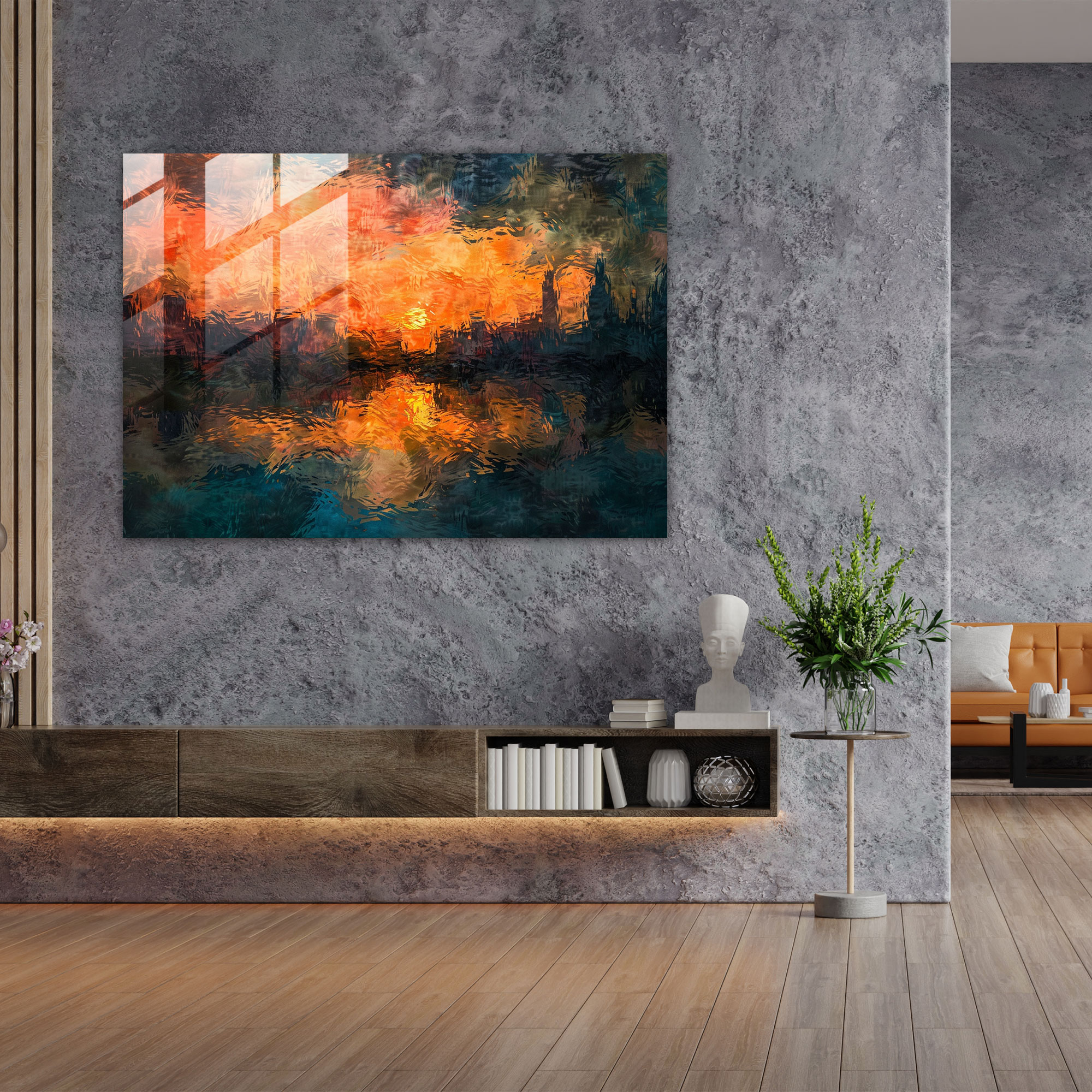 Claude Monet Glass Print - Sunset Cityscape Glass Wall Art - Claude Monet, Glass Wall Art, Modern Art, Wall Decoration