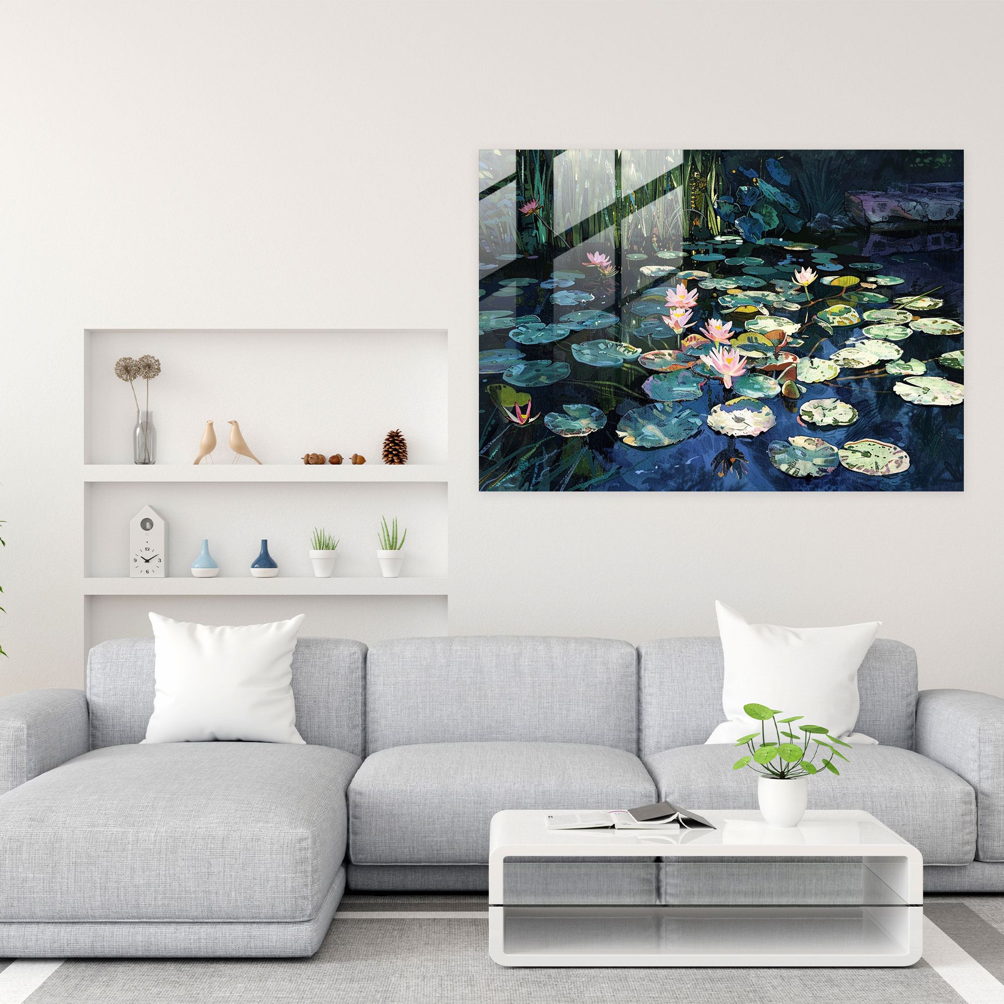 Claude Monet Glass Print - Serene Pond Glass Wall Art - Claude Monet, Wall Decoration, Claude Monet, Glass Print