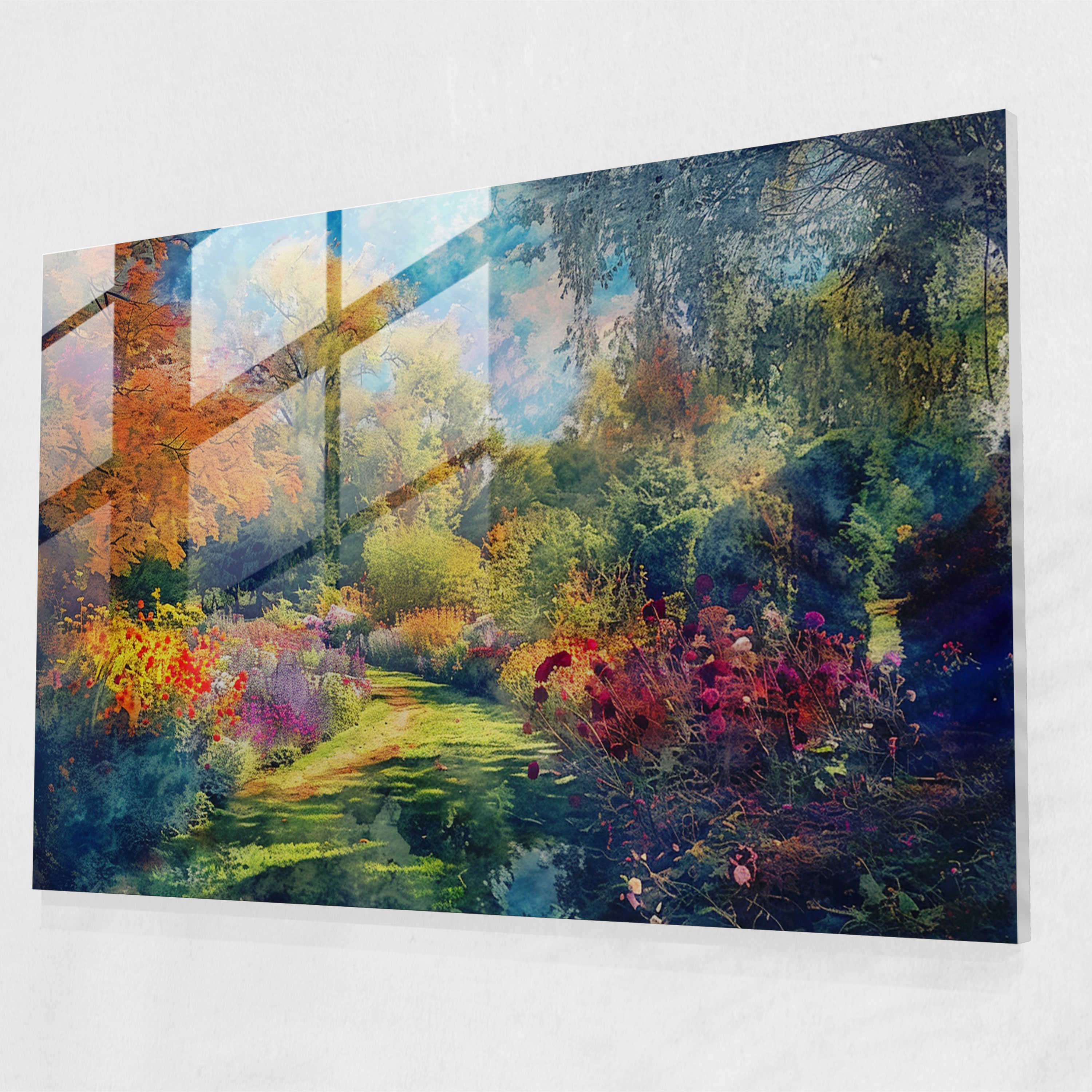Claude Monet Impressionist Garden Glass Print - Claude Monet, Home Decoration, Glass Wall Art, Claude Monet