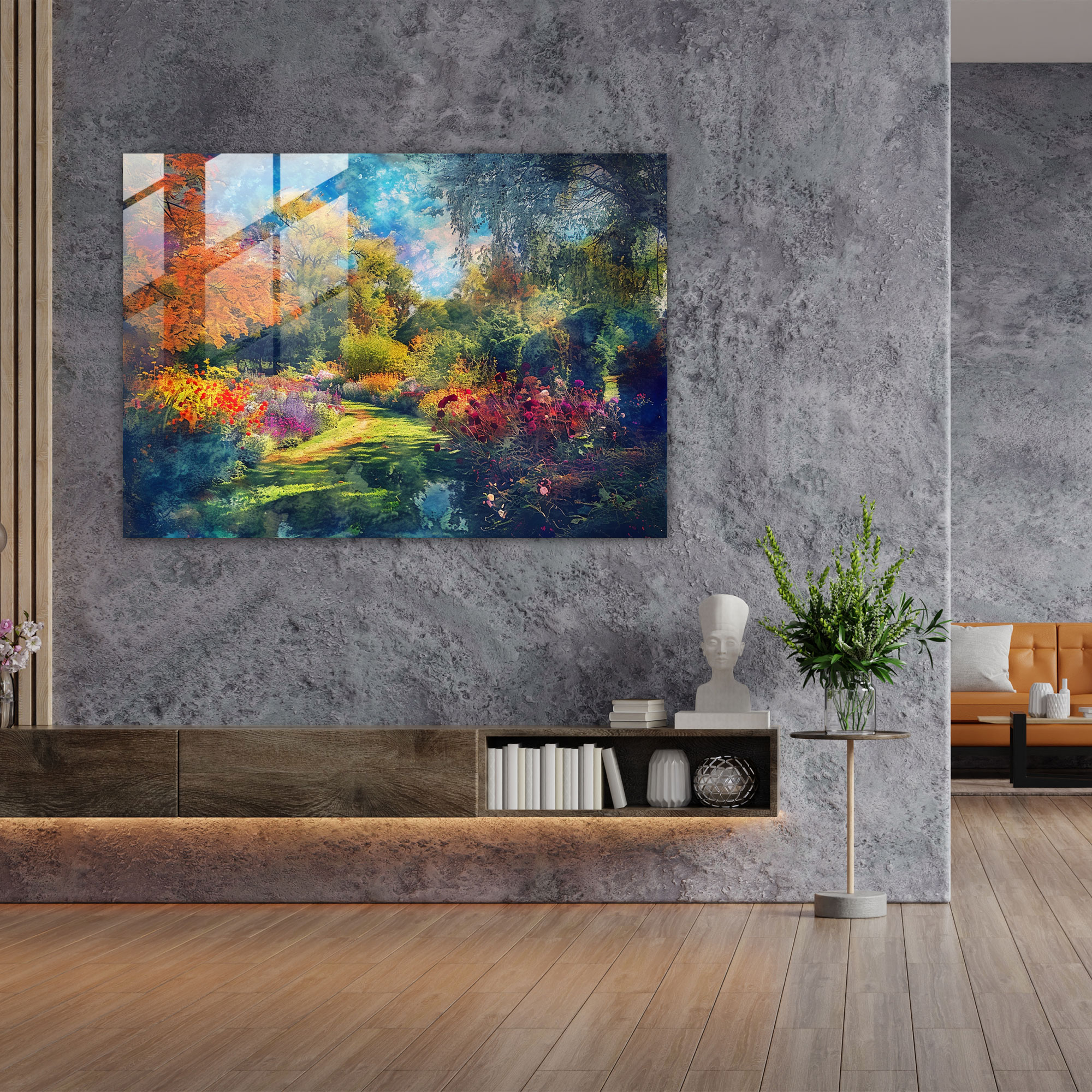 Claude Monet Impressionist Garden Glass Print - Claude Monet, Home Decoration, Glass Wall Art, Claude Monet