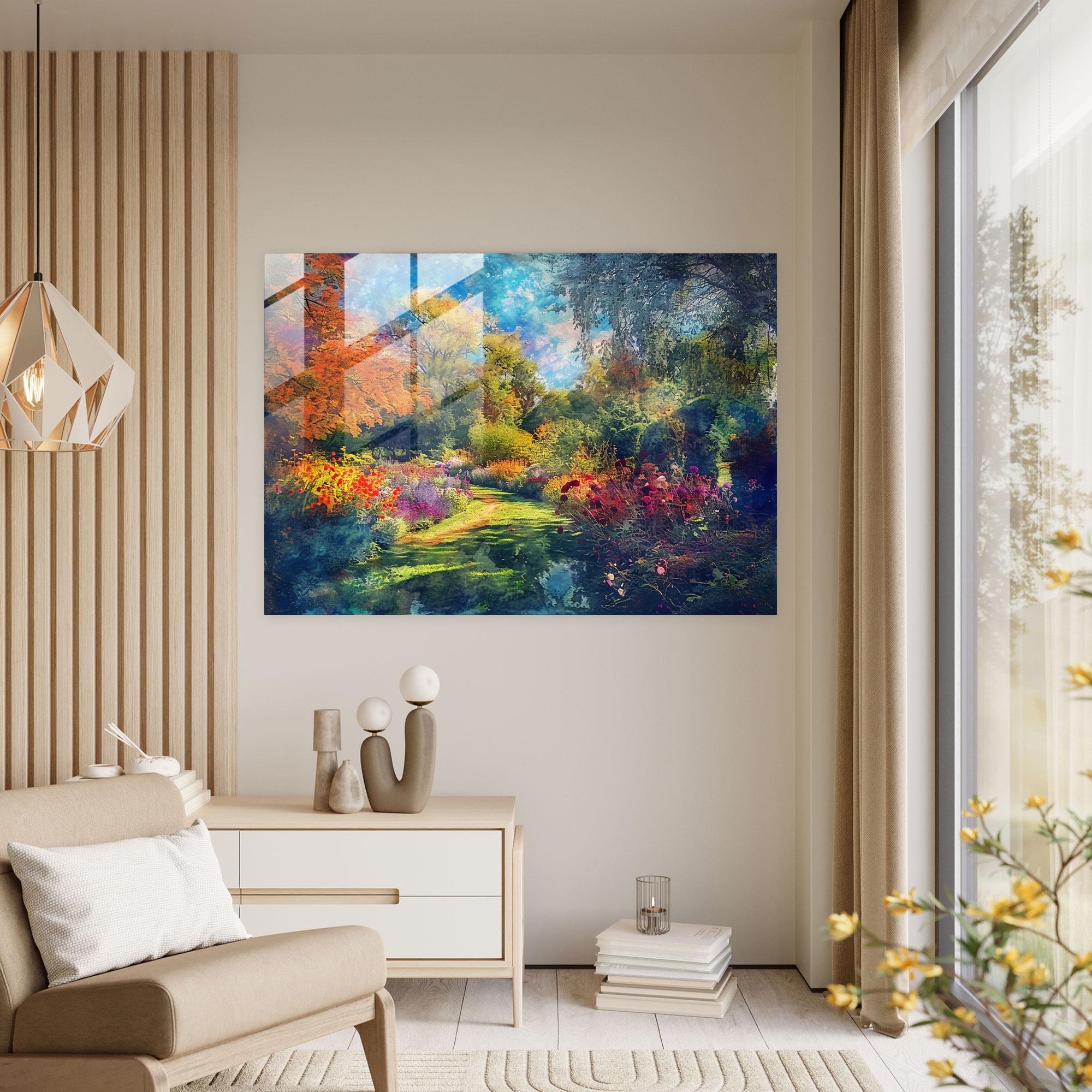 Claude Monet Impressionist Garden Glass Print - Claude Monet, Home Decoration, Glass Wall Art, Claude Monet